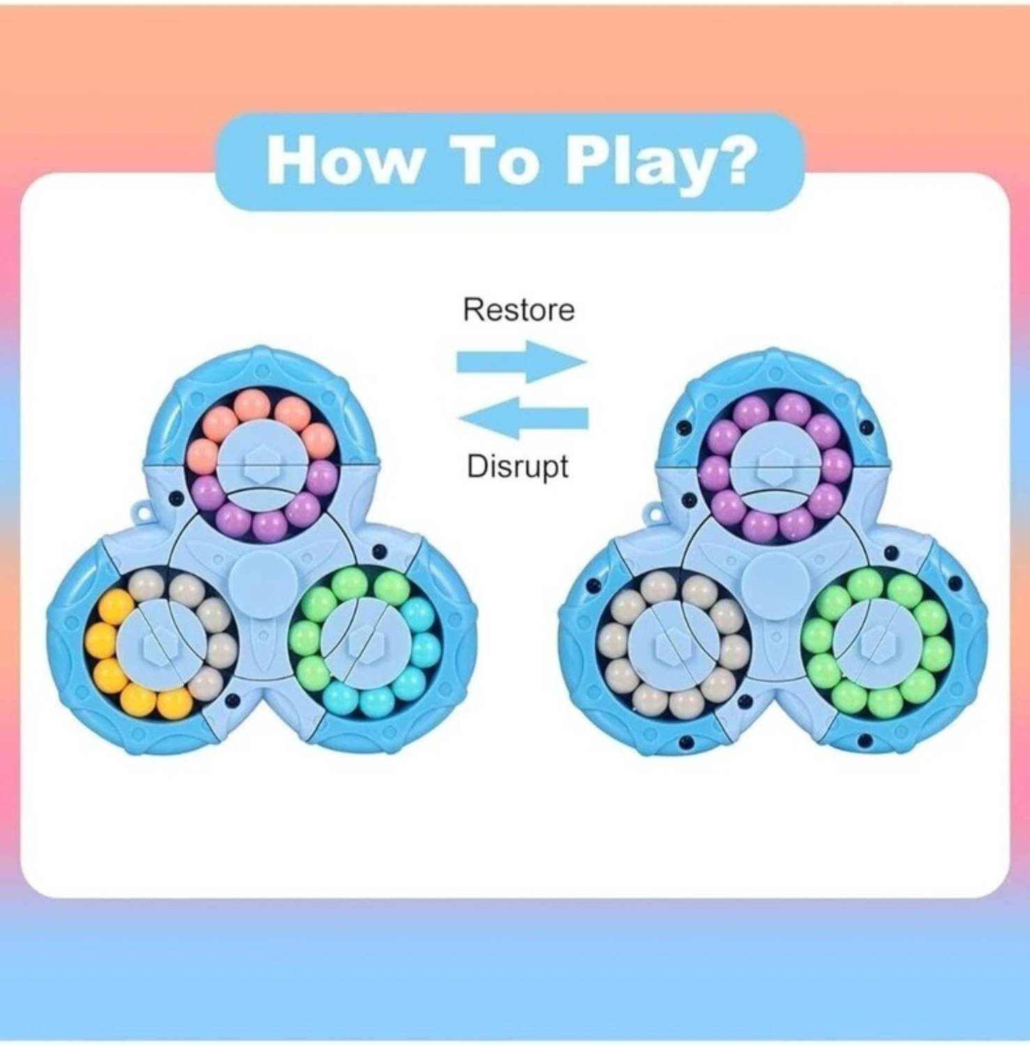 AQUATIDE Triangle Magic Bean Cube Spinner Puzzle Toy - Image 2