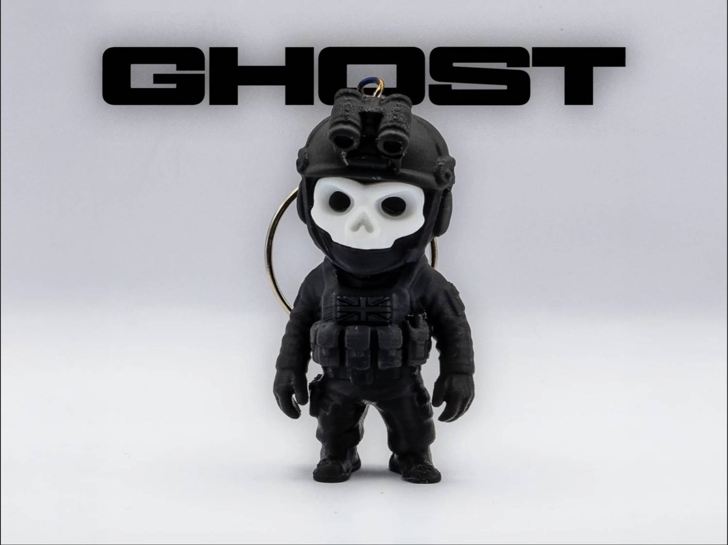 3dWonder Ghost Skull Commando Keychain | Tactical Soldier Mini Figure (Black)