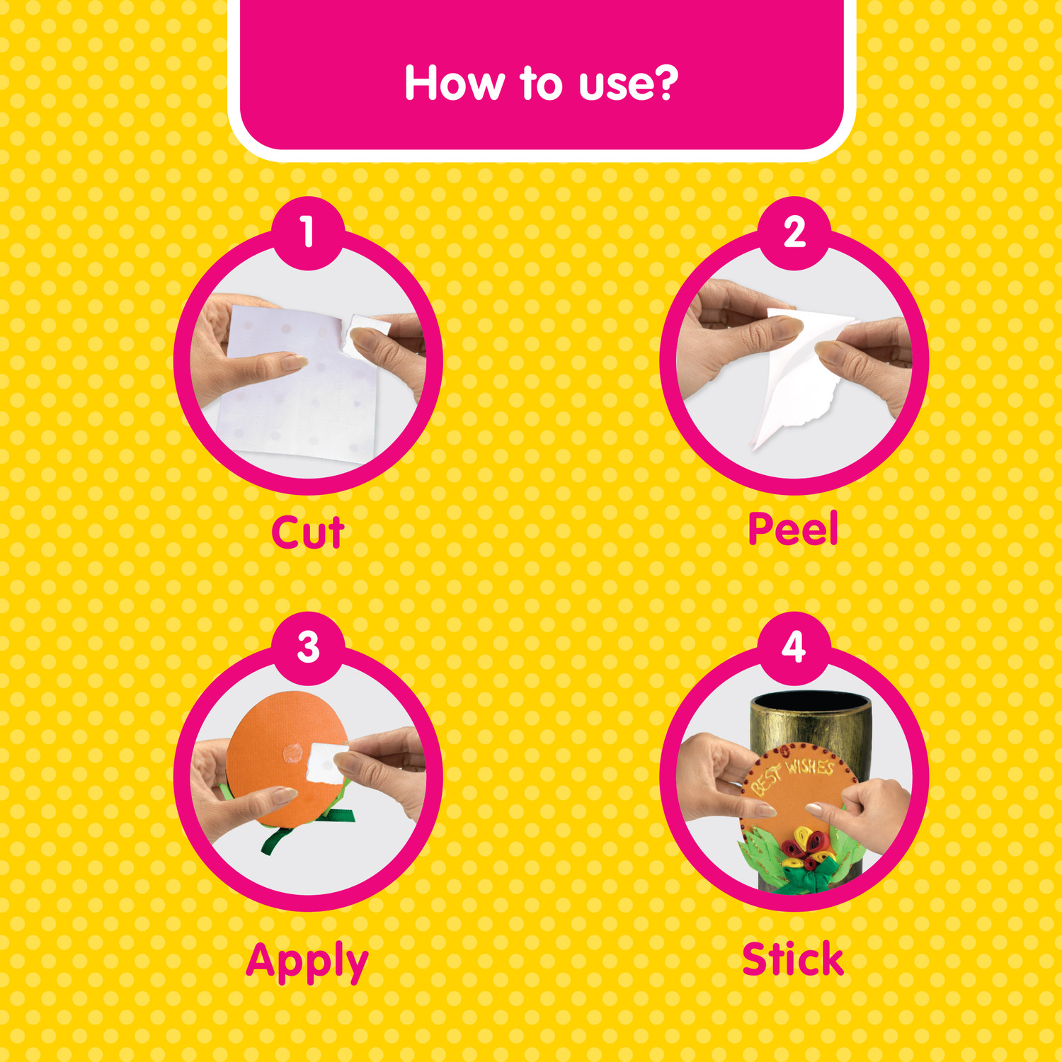 Image of FEVICOL Non-Toxic, Acid Free, Child Friendly Glue Drops For Instant & Non Messy - Peel, Apply & Stick 24 Glue Drops