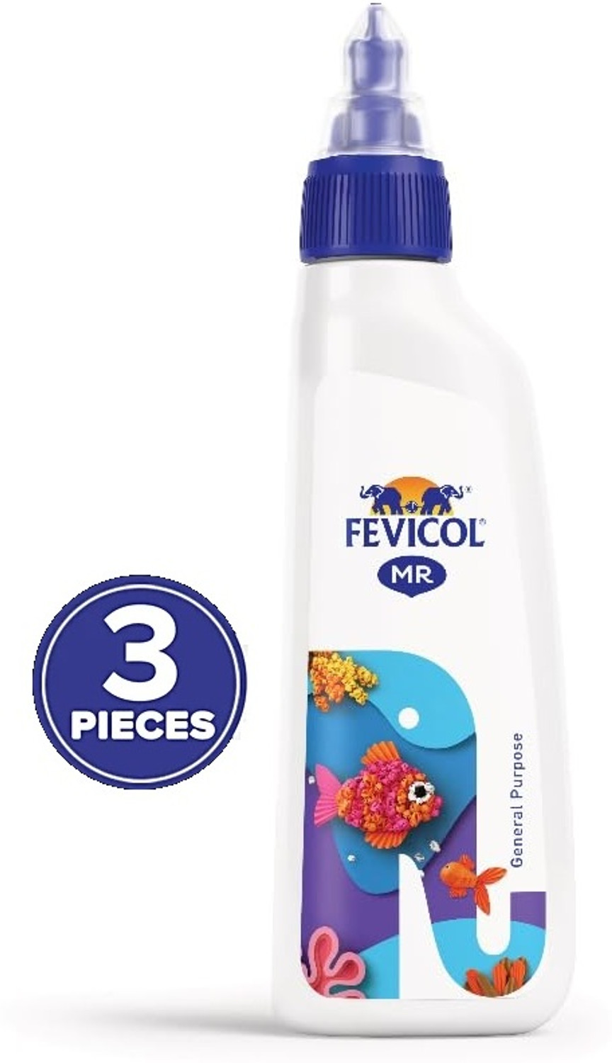 Image of FEVICOL Easy clean MR Easy Flow Squeeze Bottle Ultimate Adhesive for Student's Project & Craft Work (Set of 3, White)