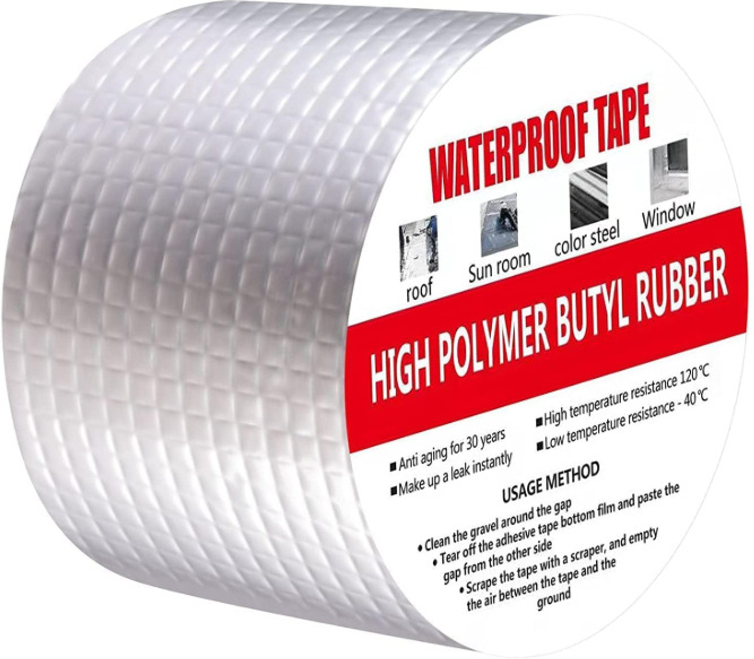 Image of XAMA 4 Inch Super Strong Adhesive Waterproof Tape Suitable for Roof water Leakage, 5 m Butyl Tape