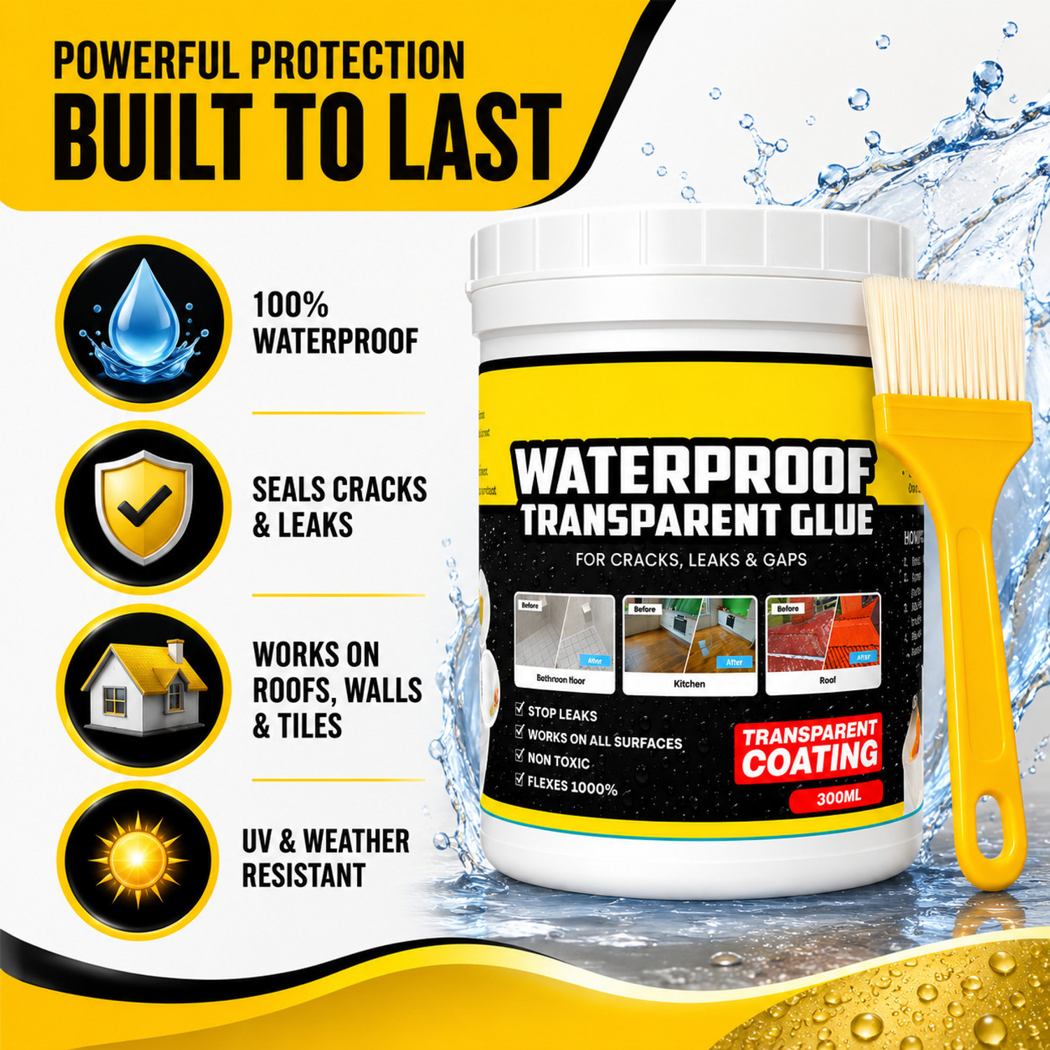 Image of Cipzi Waterproof Glue for Wall Cracks & Roof Leaks Transparent Sealant Leak Fix Adhesive