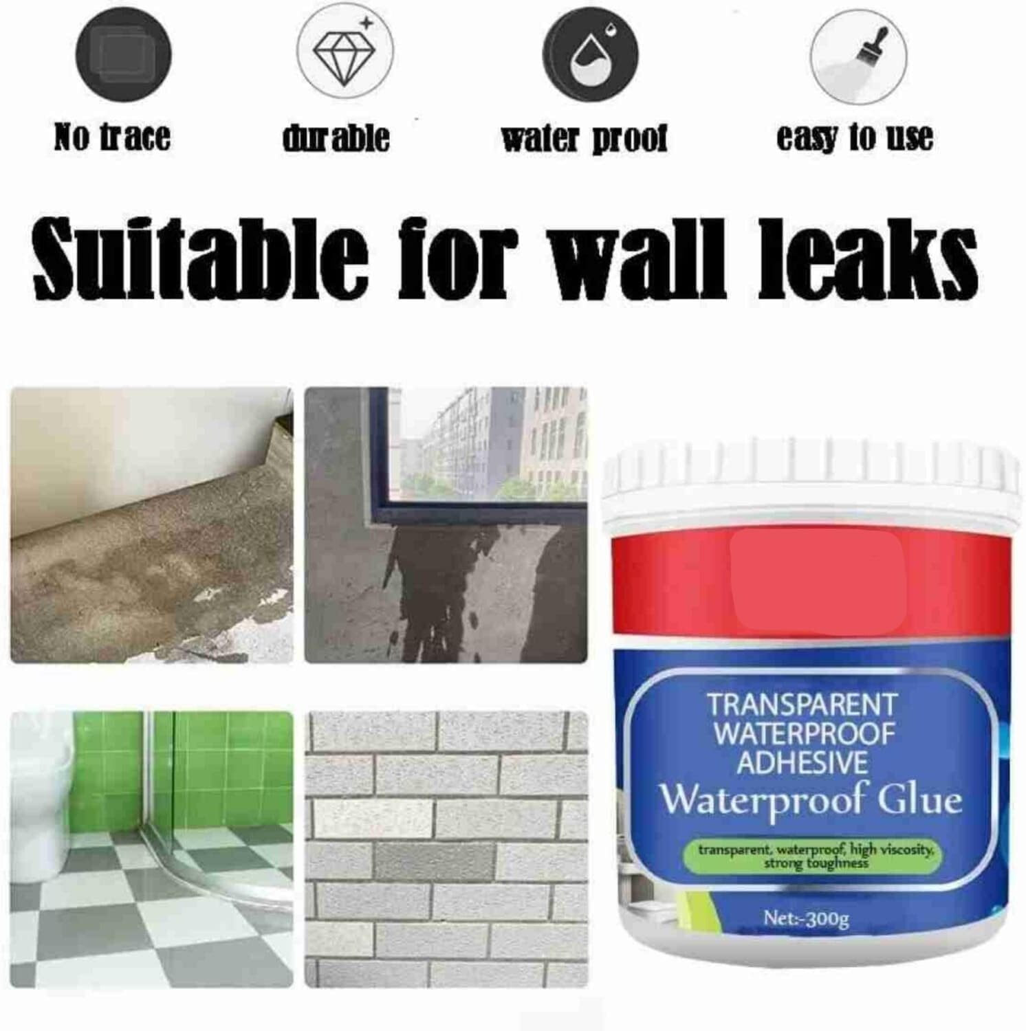 Image of Zx pack of 2Transparent Waterproof Glue for Roof Water Leakage Glue Sealant Liquid Crack Filler