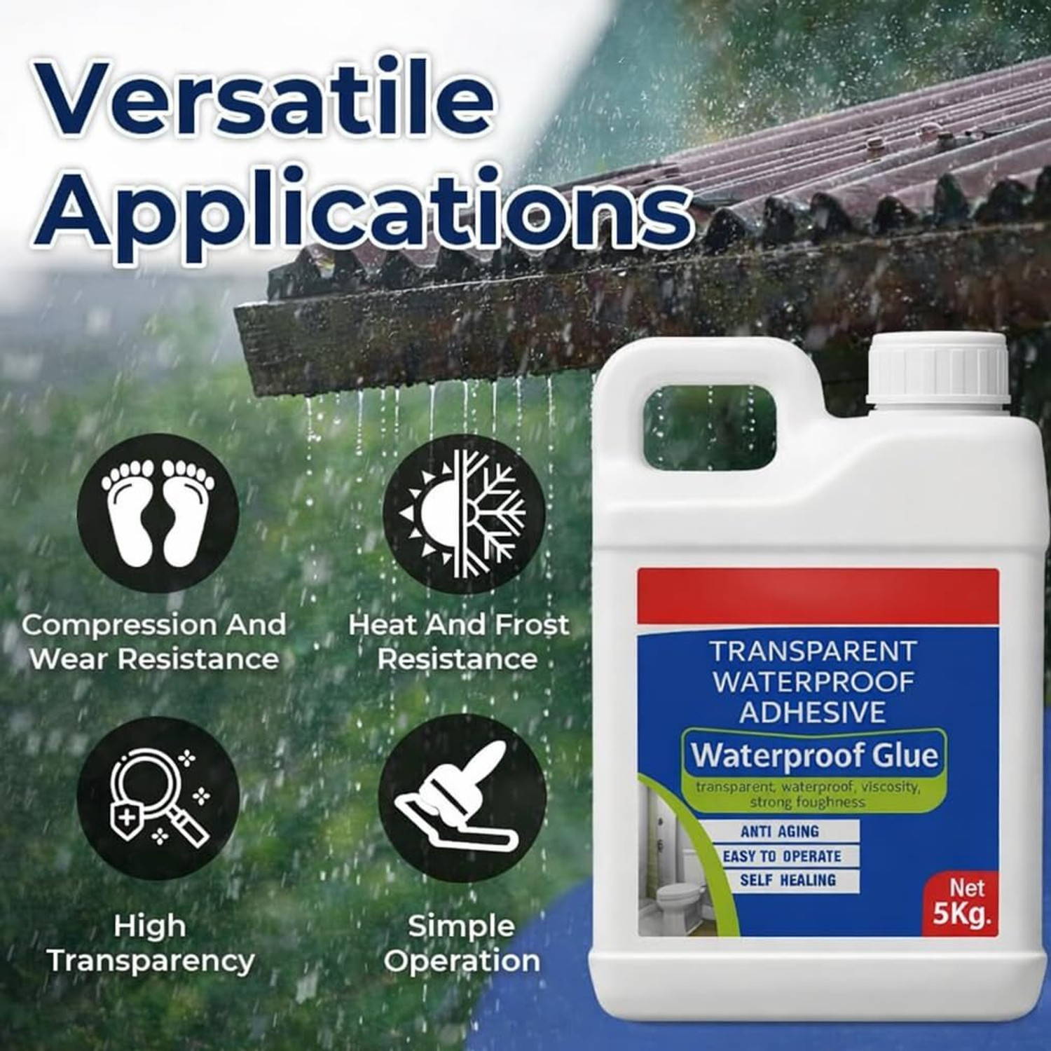 Image of ds care Transparent Waterproof Glue with Brush for Roof Leakage Clear Gel Adhesive
