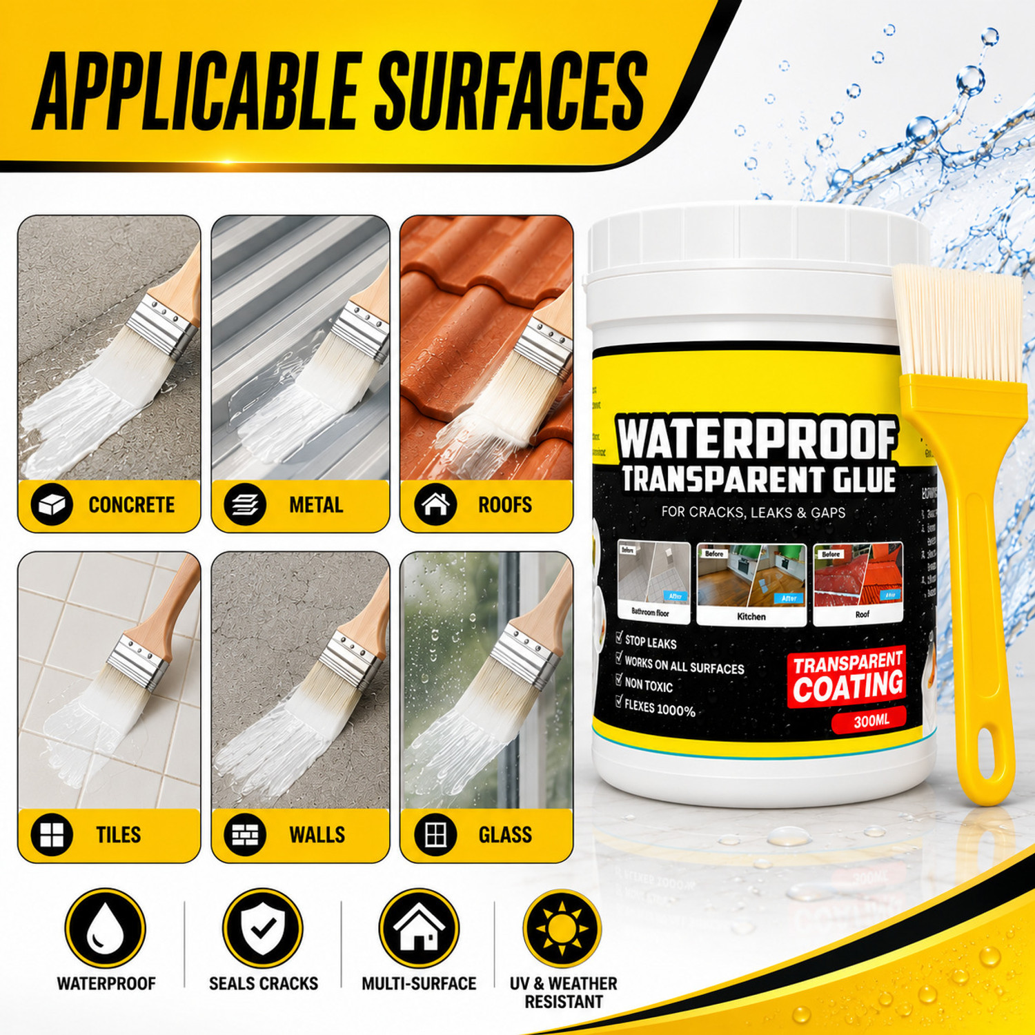 Image of Cipzi Waterproof Glue for Wall Cracks & Roof Leaks Transparent Sealant Leak Fix Adhesive