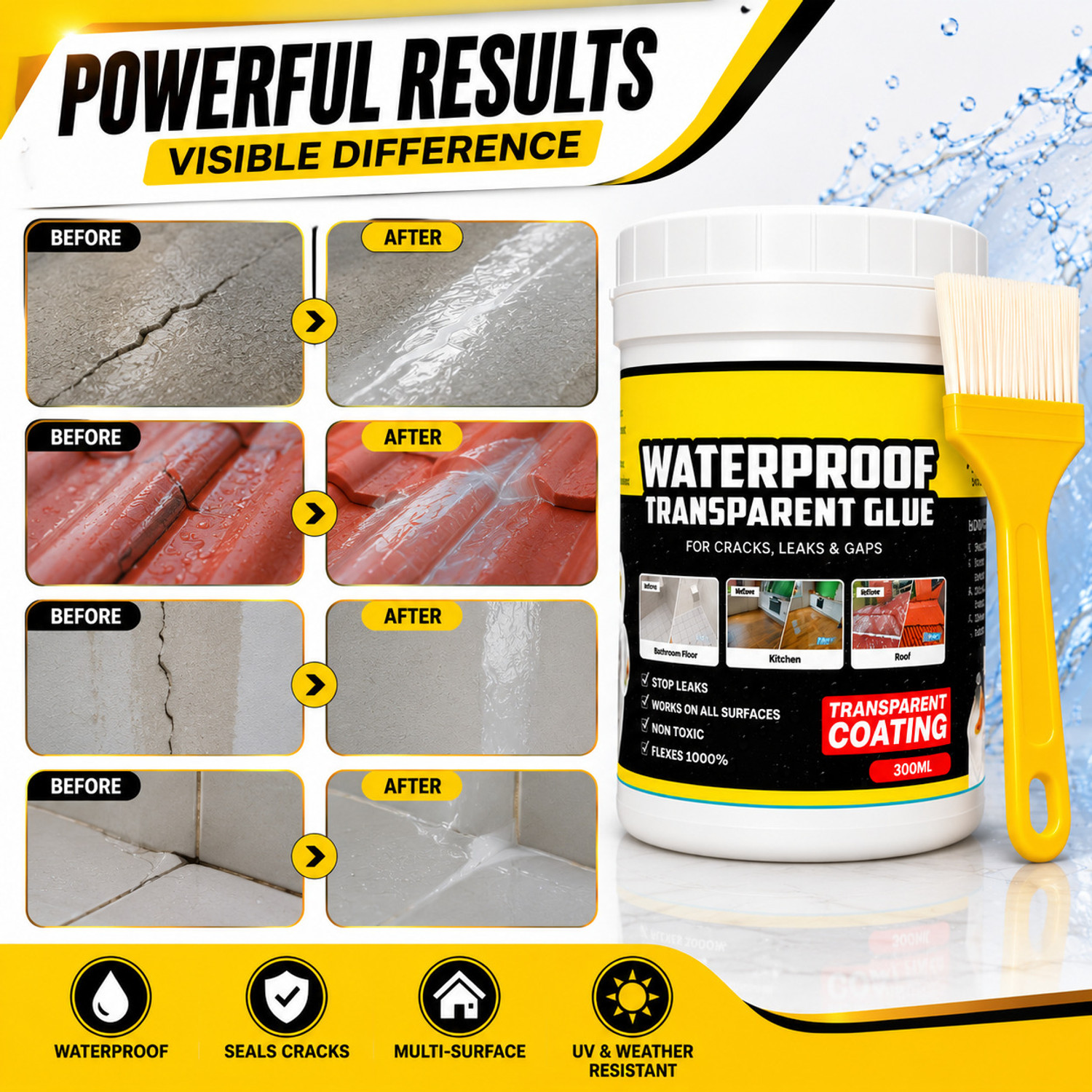 Image of Cipzi Waterproof Glue for Wall Cracks & Roof Leaks Transparent Sealant Leak Fix Adhesive