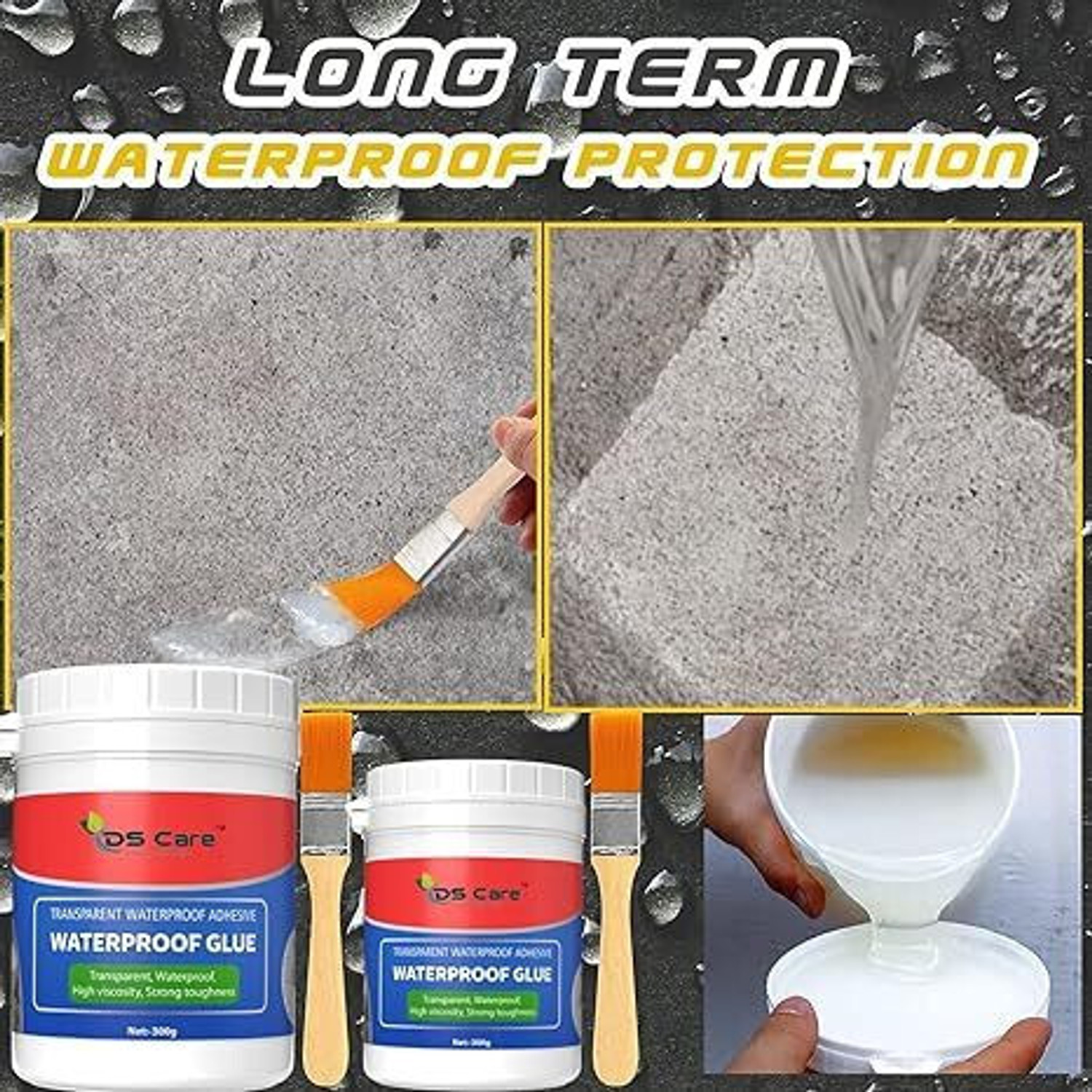 Image of ds care Transparent Waterproof Crack Seal Glue with Brush for Roof, Tile and Pipe Adhesive