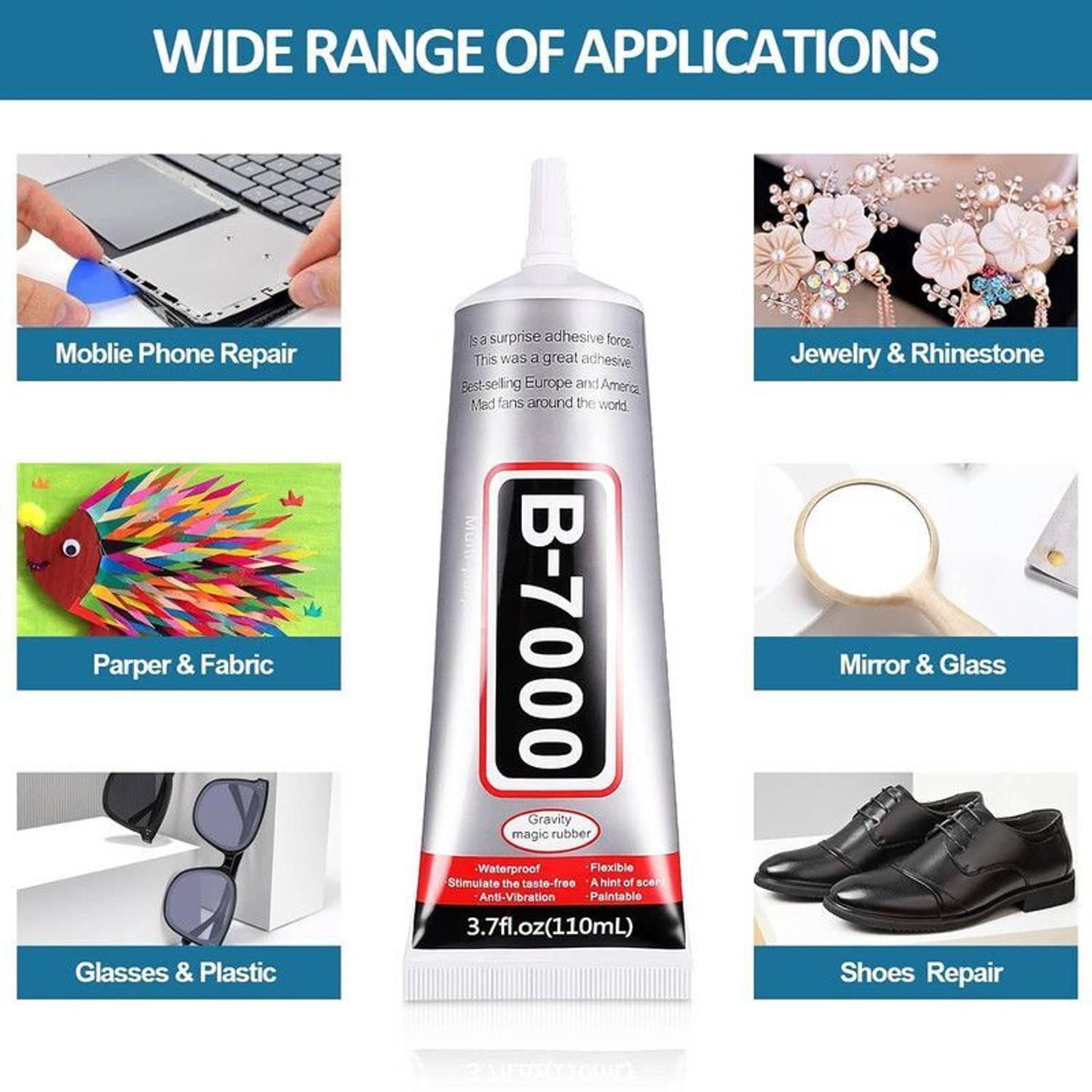 ASHAKA Bulaien B7000-50ml Multipurpose Clear Adhesive Glue Adhesive