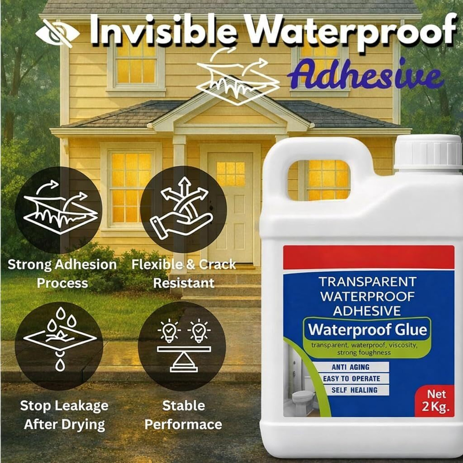Image of ds care Transparent Waterproof Glue with Brush for Roof Leakage Clear Gel Adhesive