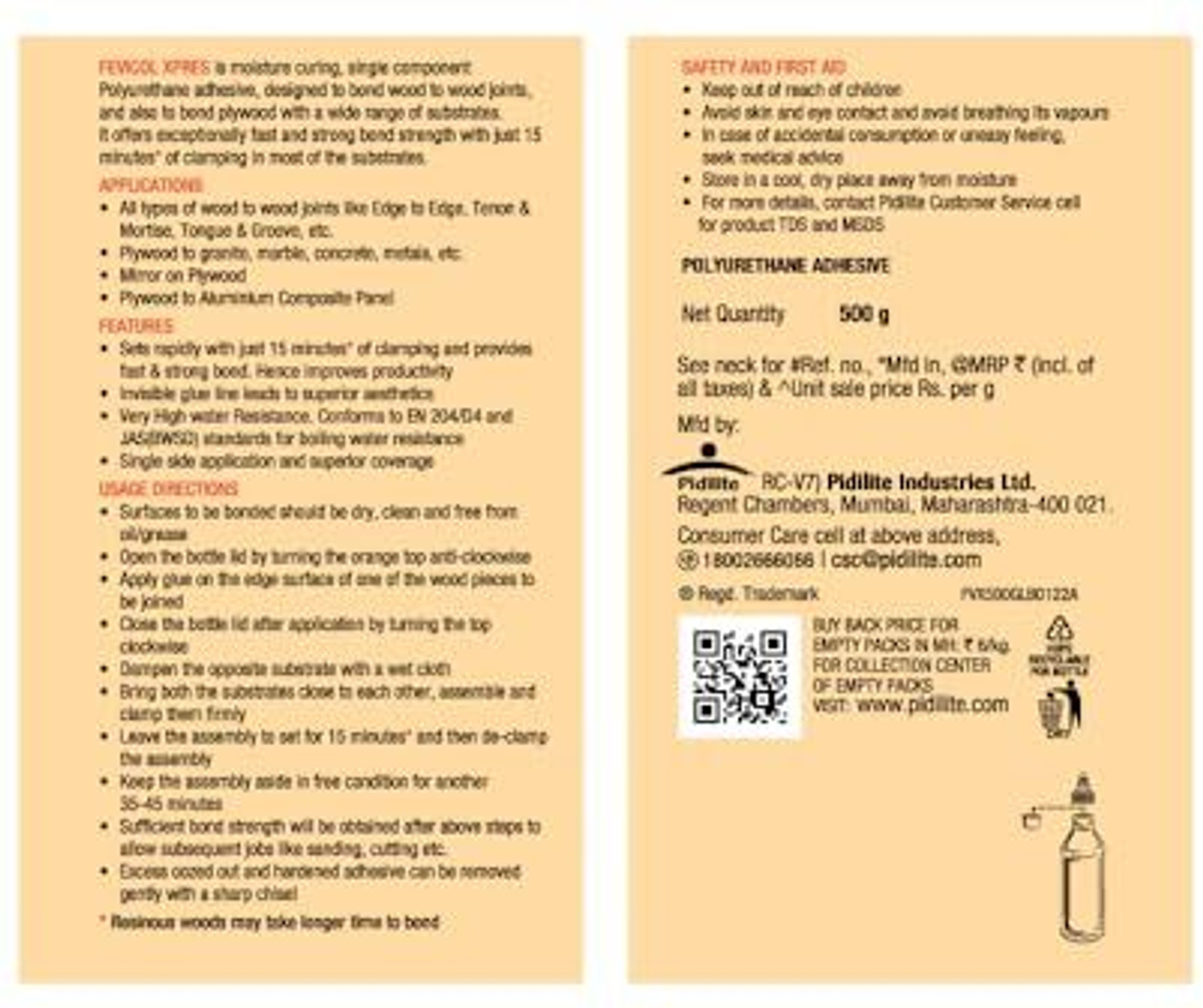 Image of FEVICOL Xpres- Bonds wood to anything in minutes Adhesive (500 g)