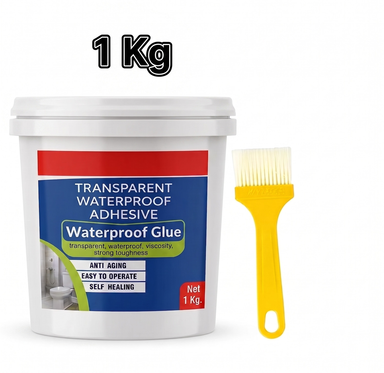 Image of JM 1KG Transparent Waterproof Glue with Brush for Roof Leakage Adhesive