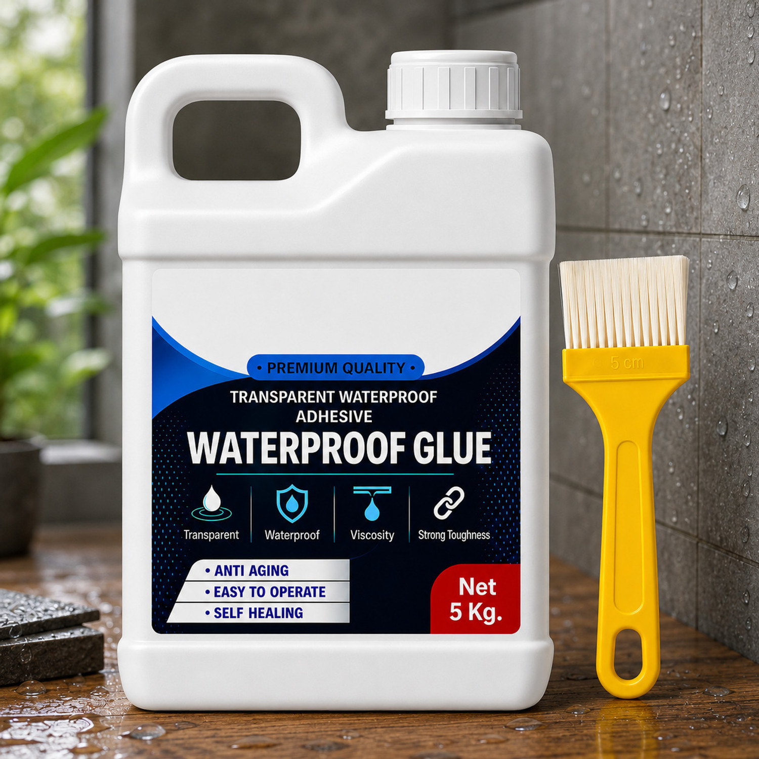 Image of Yugam Kiyano Glue Clear Gel Bathroom Roof Top Concrete No Leak Adhesive (5 KG) Adhesive