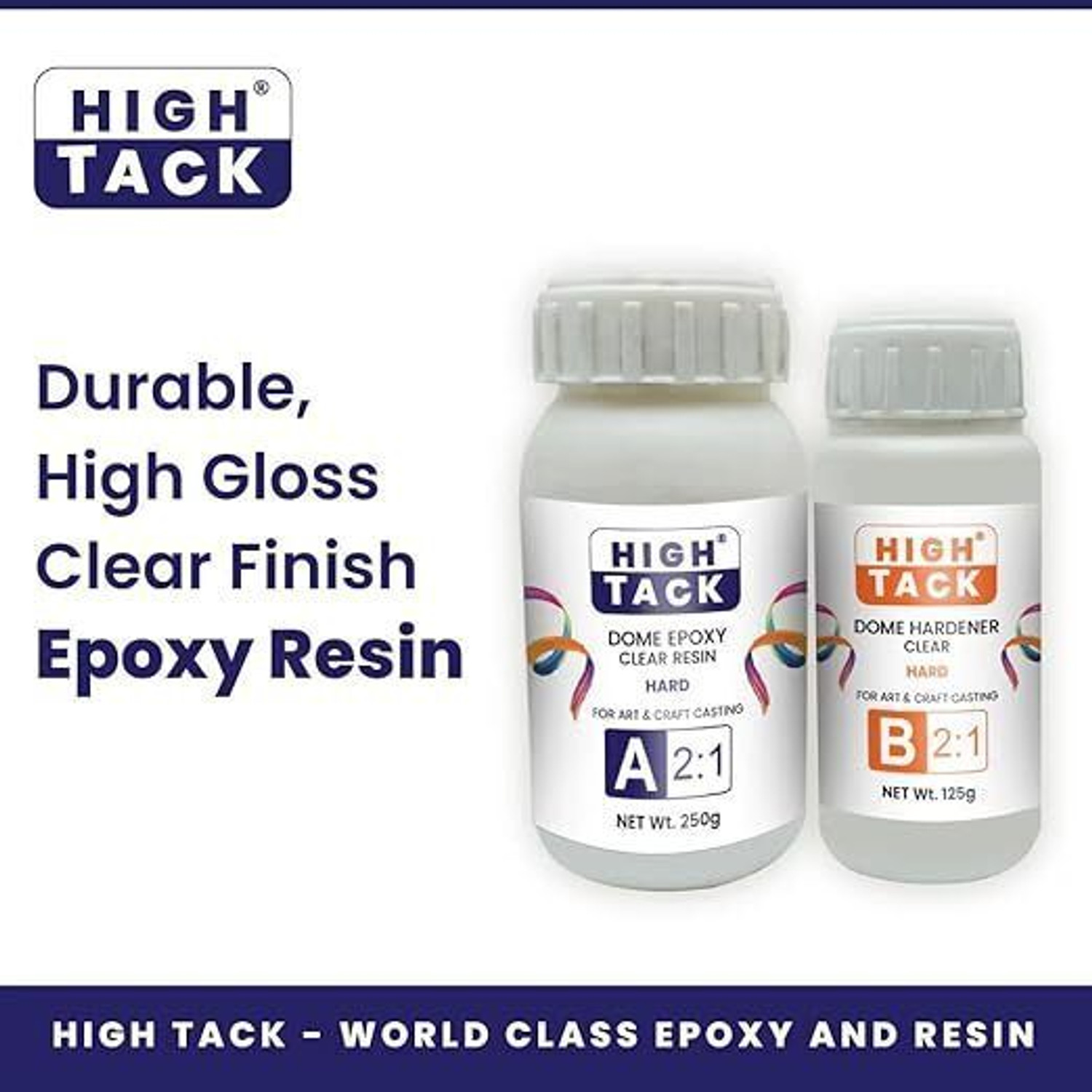Image of High Tack Dome Epoxy Clear Resin Kit 2:1 Ratio | For Art and Craft Casting 250g+125g. Adhesive