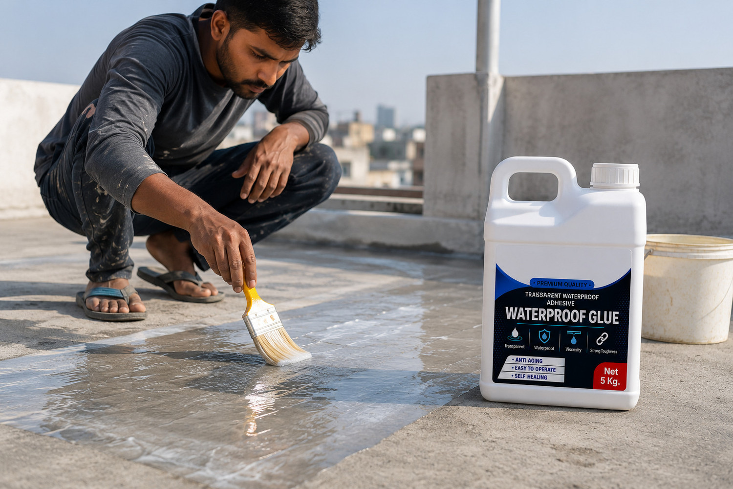 Image of Yugam Kiyano Glue Clear Gel Bathroom Roof Top Concrete No Leak Adhesive (5 KG) Adhesive