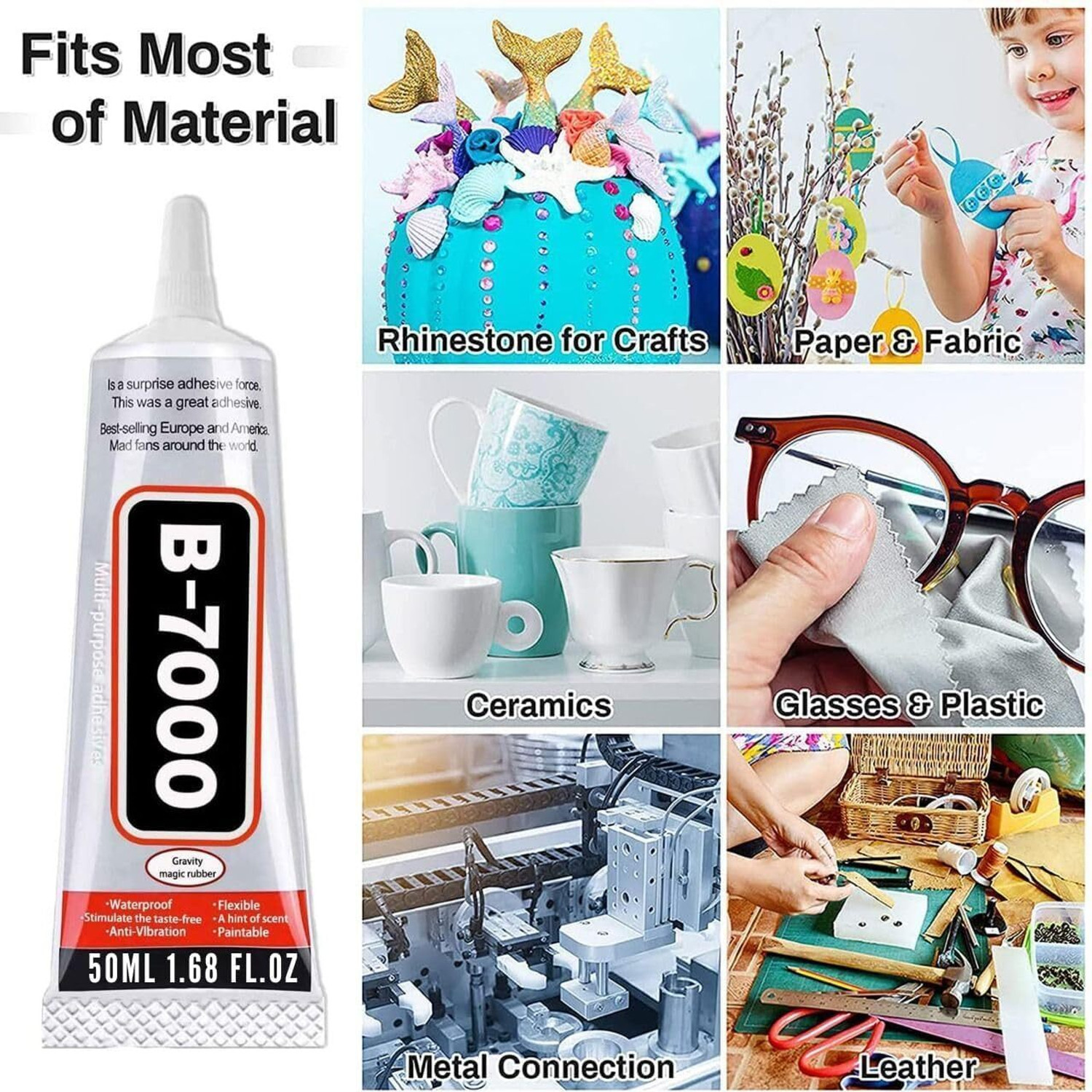 Image of Fibly B7000 Multi-Purpose Adhesive Glue (50ml) for DIY, Jewelry & Phone Repair Glue