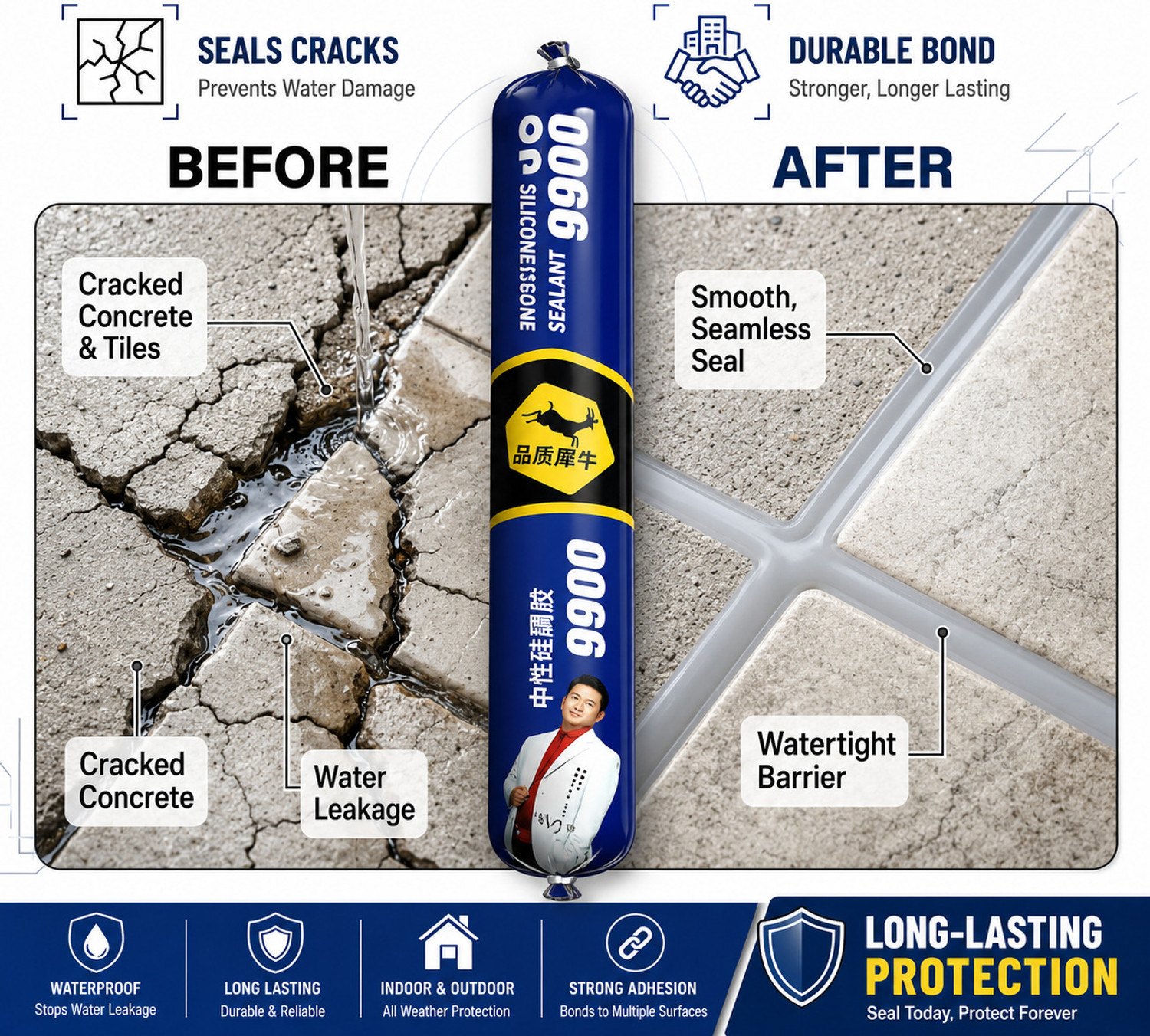 Image of VBCART Waterproof Silicone Sealant,HIGH STRENGTH SILICON SEALNT Adhesive (750 g) Adhesive