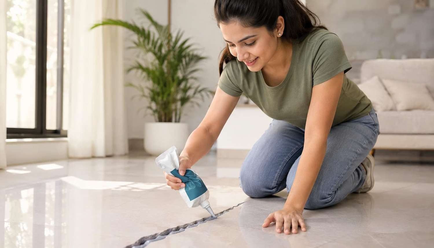 Image of RQPFAB VSHLOM QUICK DRY WATERPROOF CRACK FILLING SEALANT 500G WALLS ROOFS TILE GREY FOR Adhesive