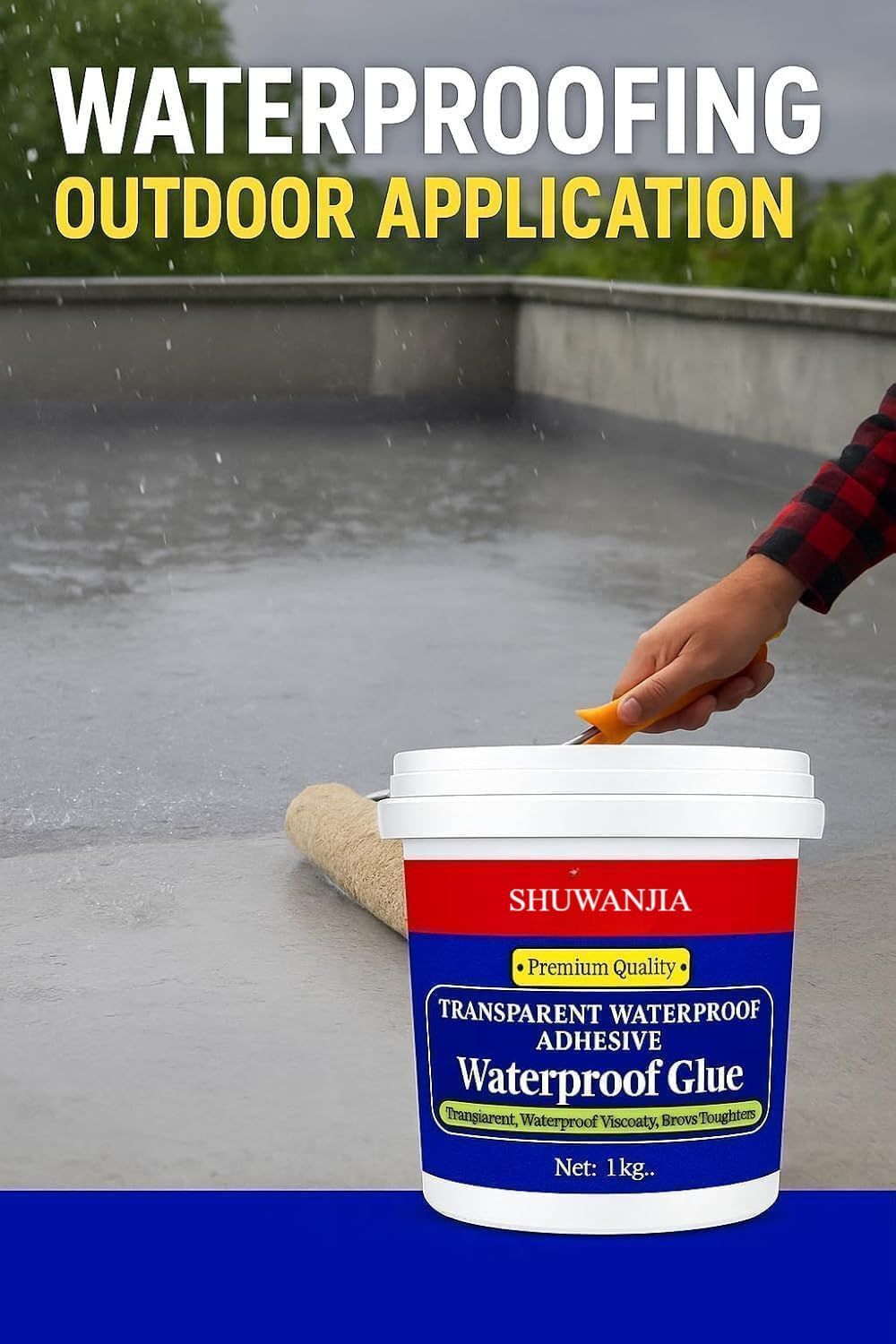 Image of SHUWANJIA Transparent Waterproof Adhesive Glue for Roof, Wall Crack & Terrace 1 Kg Adhesive