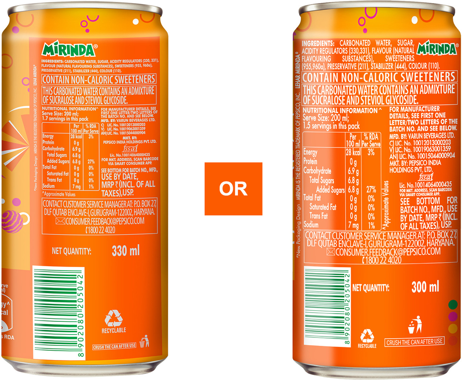 Image of MiRiNDA Low Calorie Orange Soft Drink