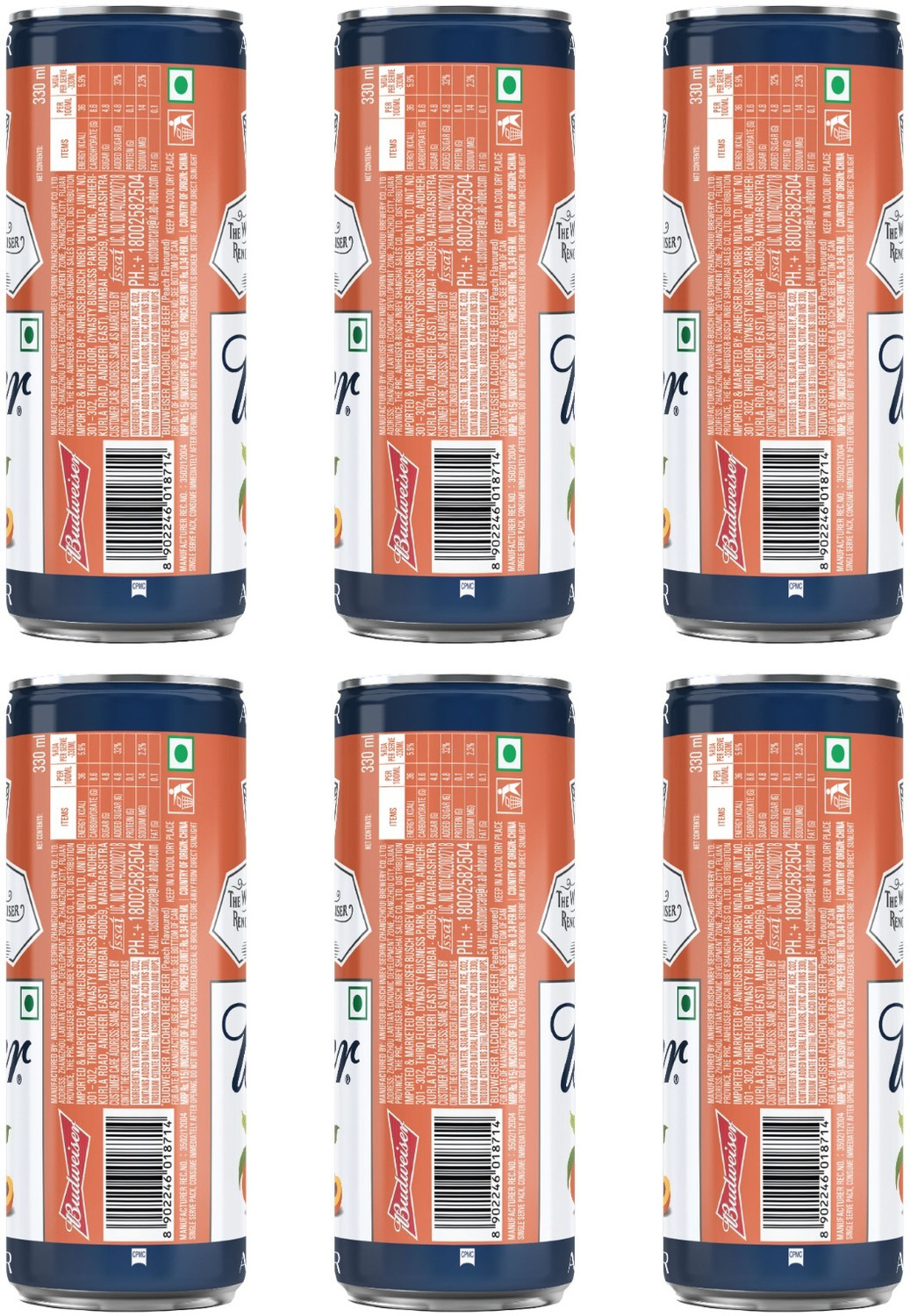 Image of Budweiser Alcohol Free Peach Non Alcoholic Drink