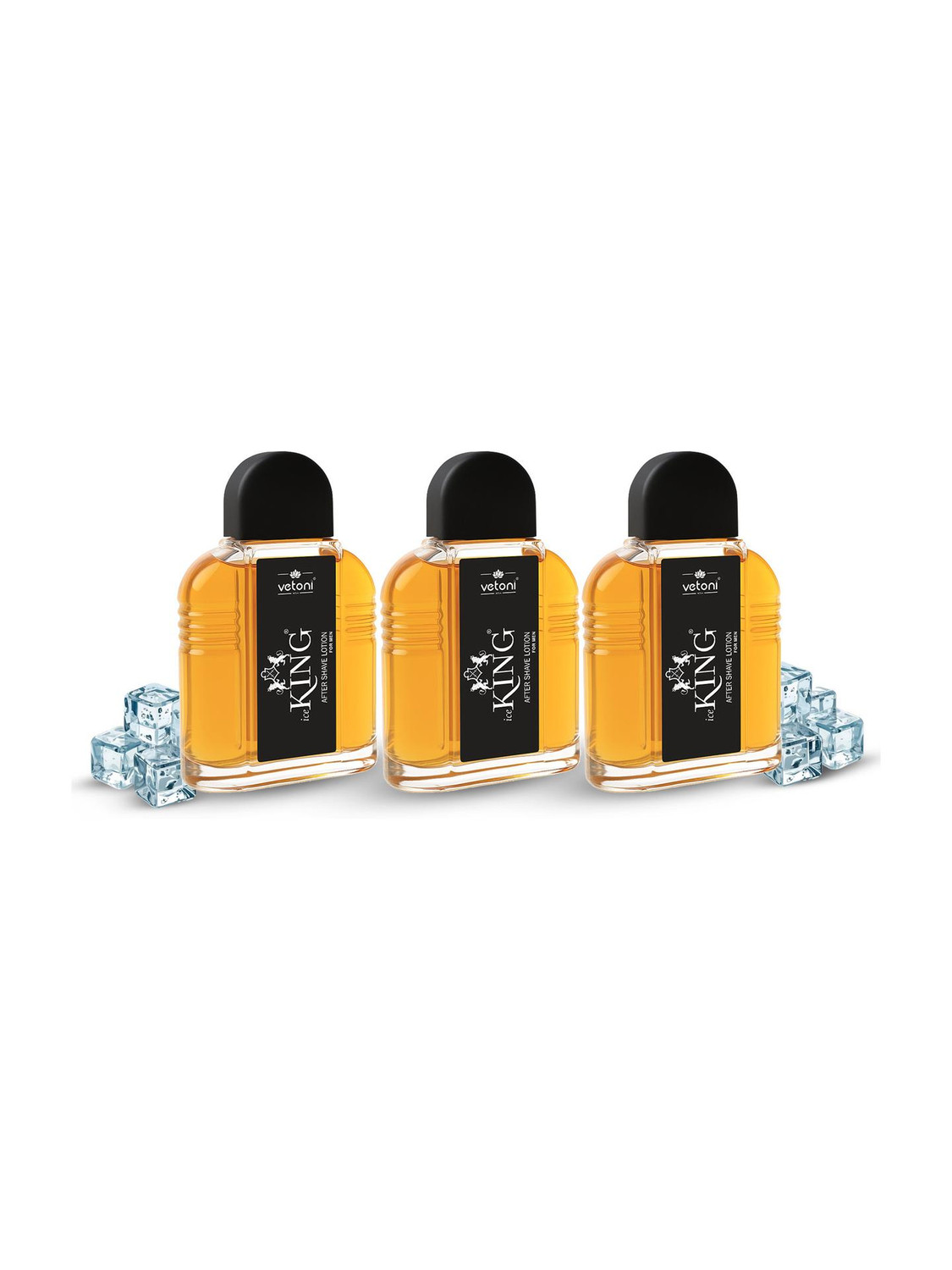 Image of VETONI Ice King No. 1 Red After Shave Lotion for Men for Smoothing Skin Pack of 3