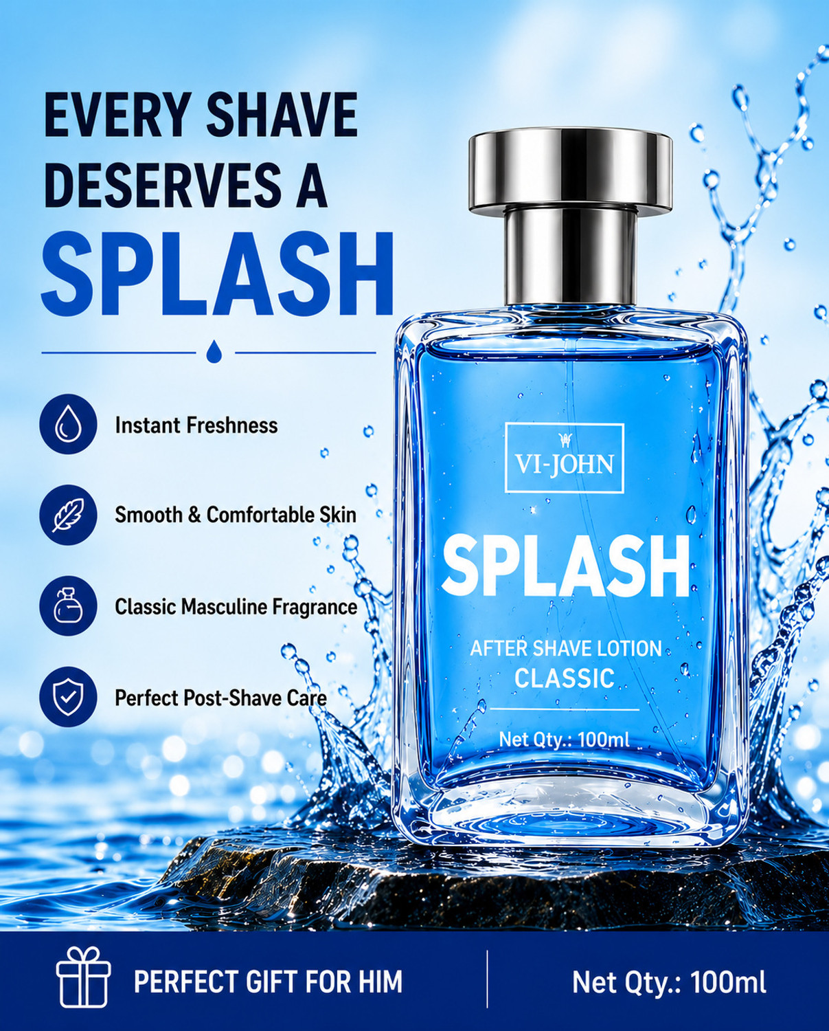 Image of VI-JOHN Splash After Shave Lotion for Softens Skin Pack of 1