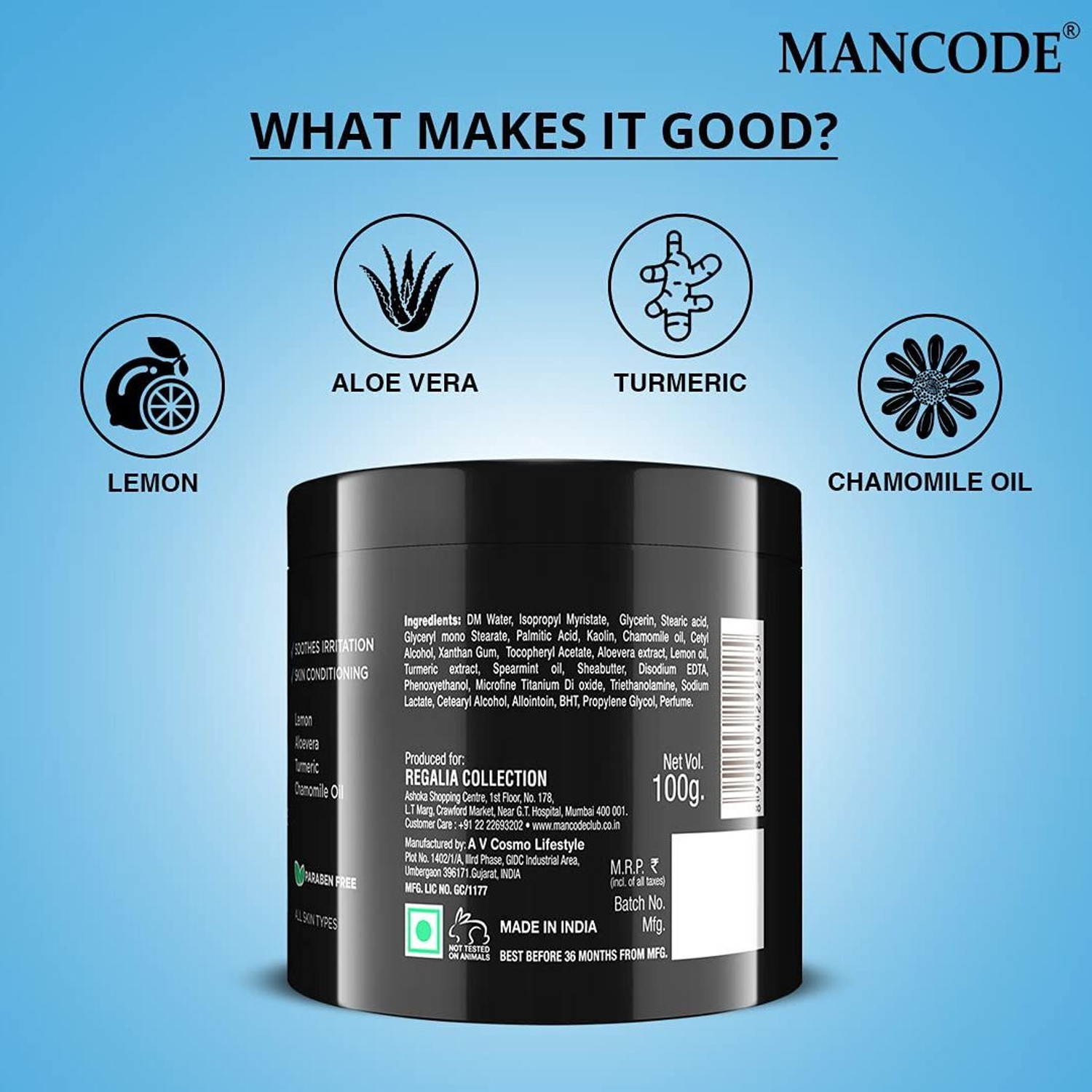 Image of MANCODE After Shave Balm,100gm, Revitalizes & Refreshes the Skin, Calms Redness or Irritation caused by Shaving, Suitable All Skin Type.
