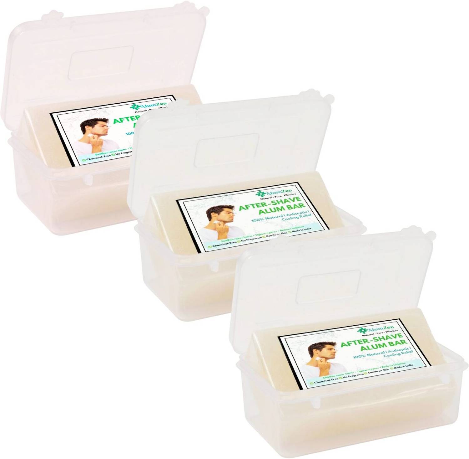 Alumzen After Shave Block Natural Potassium Alum (Fitkari) | No Fragrance