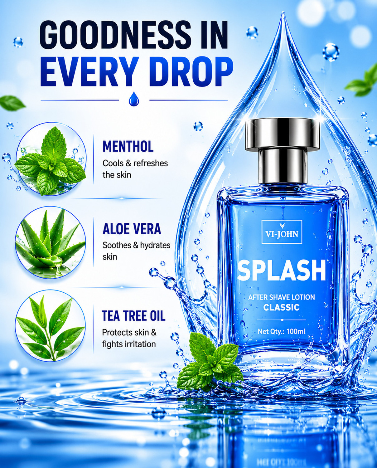 Image of VI-JOHN Splash After Shave Lotion for Softens Skin Pack of 1