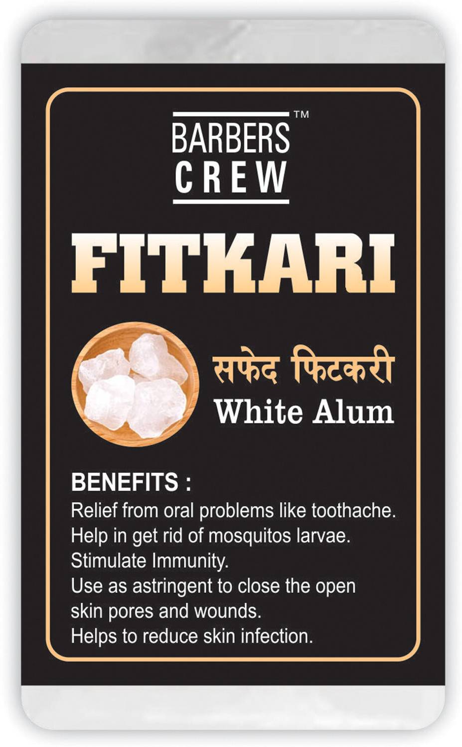 Barbers Crew Alum Stone Bar, Fitkari Stone for Face, Phitkari Stone Fitkari Shaving-
