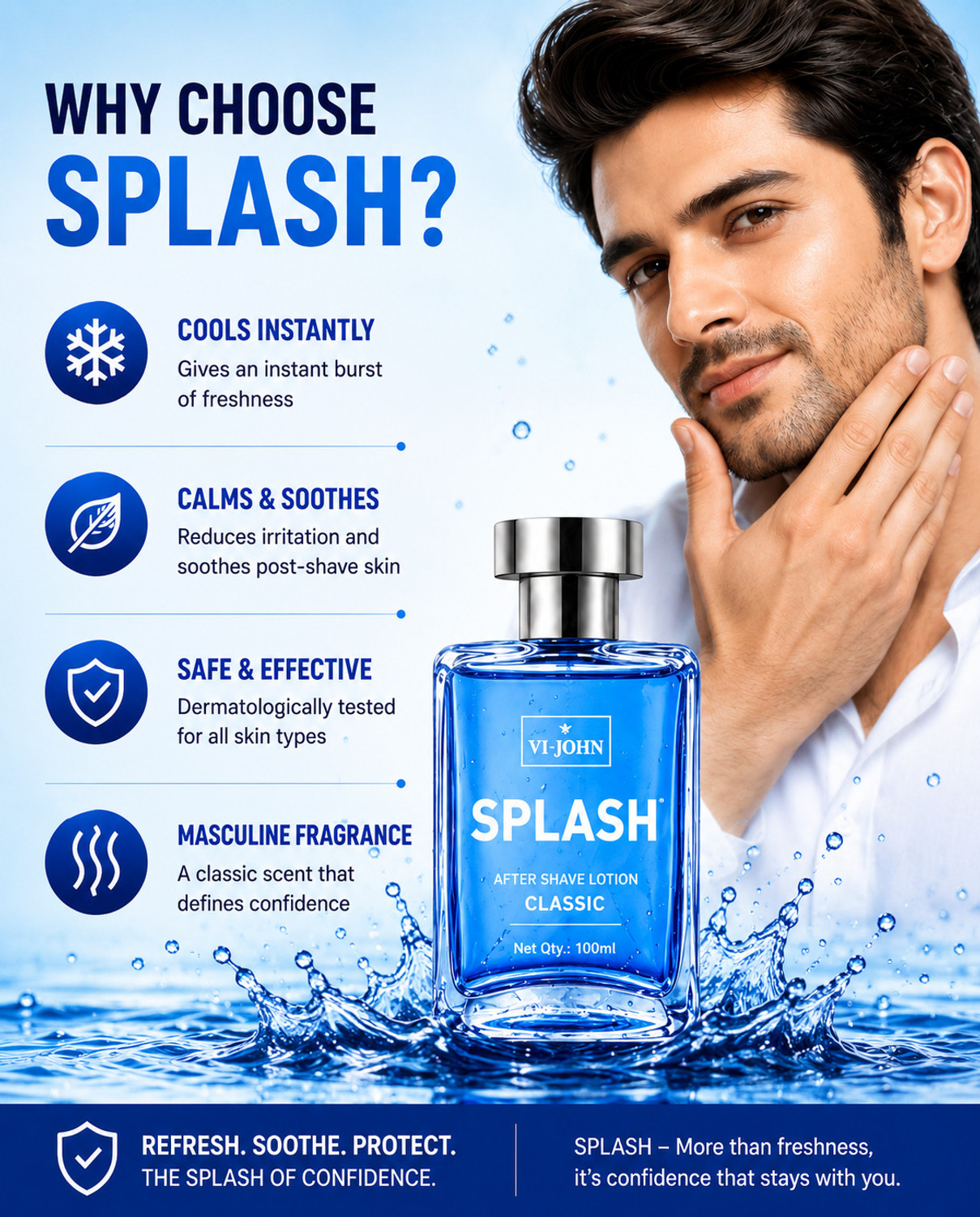 Image of VI-JOHN Splash After Shave Lotion for Softens Skin Pack of 1