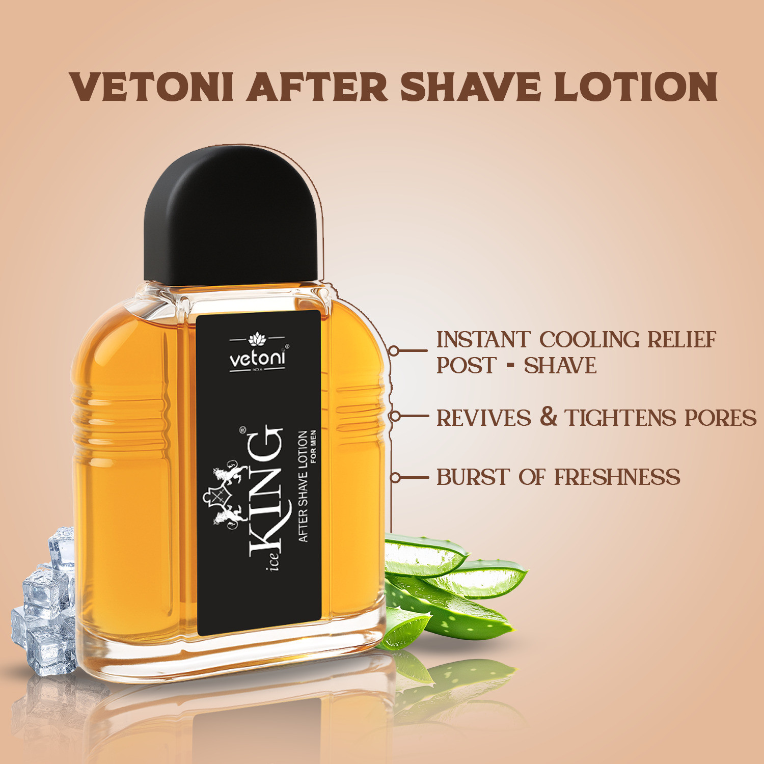Image of VETONI Ice King No. 1 Red After Shave Lotion for Men for Smoothing Skin Pack of 3