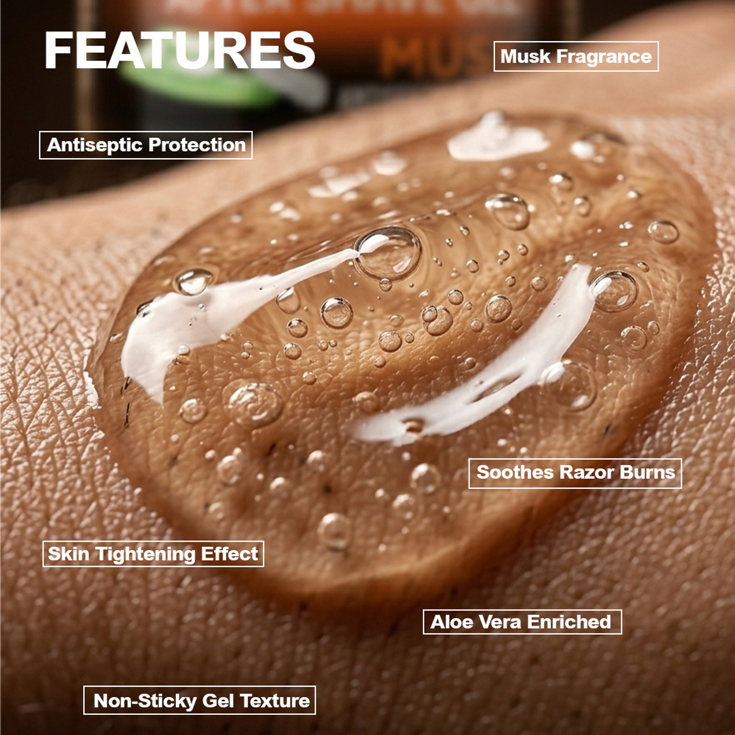 Image of MANCODE Fitkari After Shave Gel Musk Antiseptic Formula for Men, 100gm