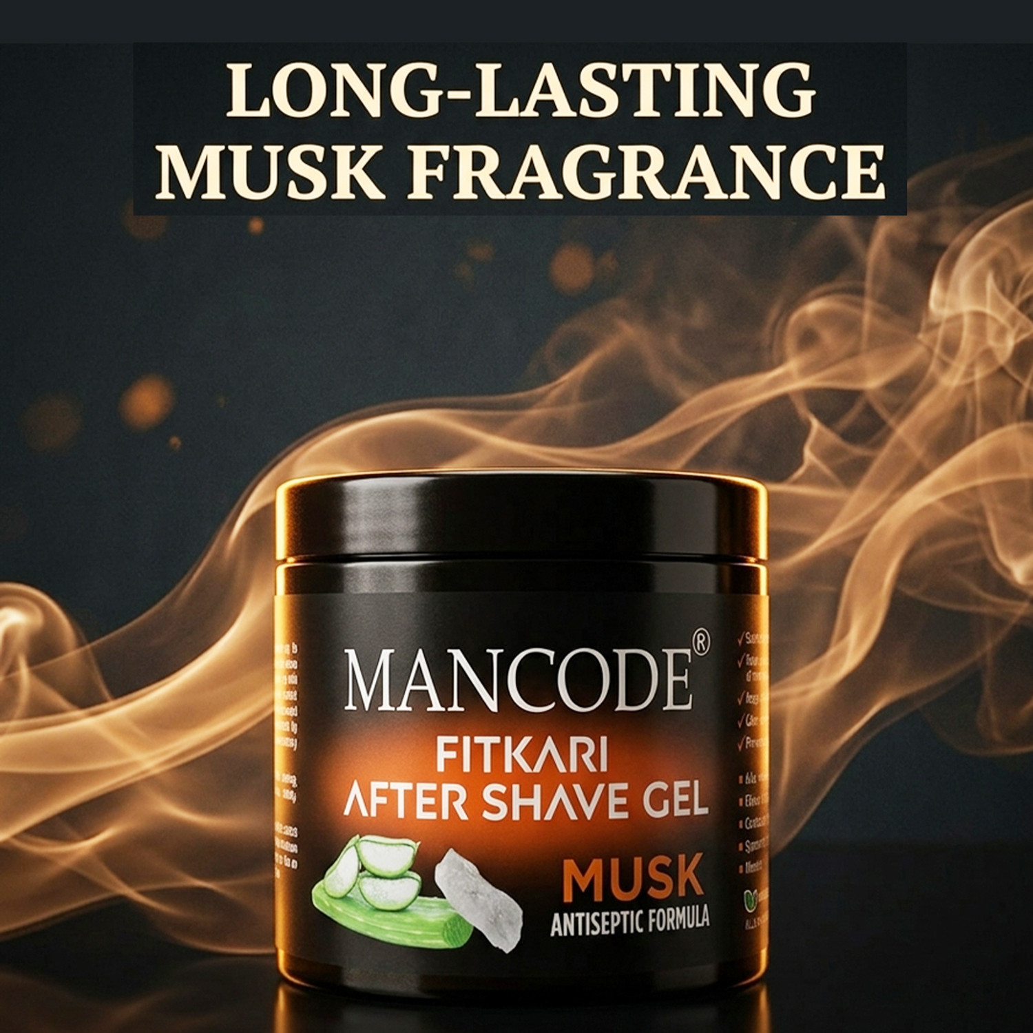 Image of MANCODE Fitkari After Shave Gel Musk Antiseptic Formula for Men, 100gm