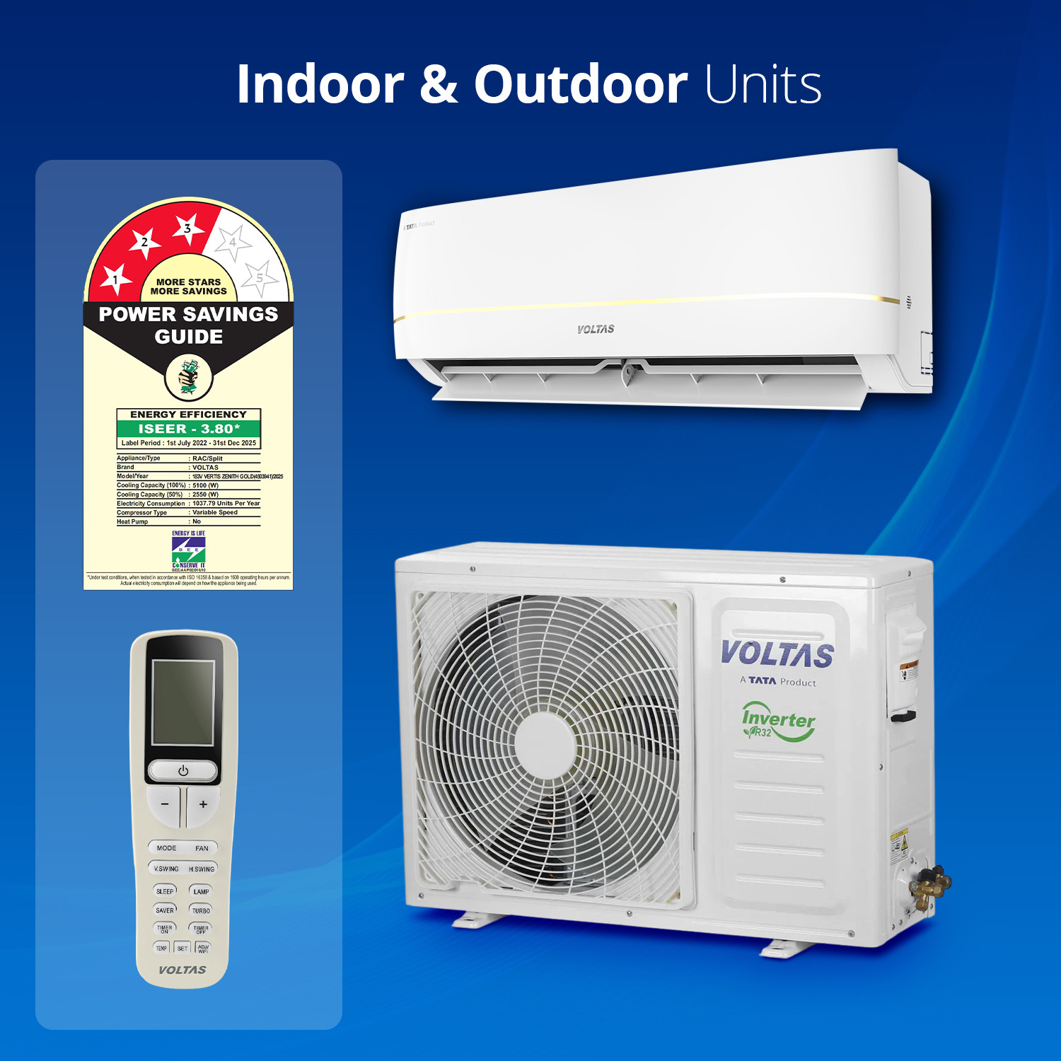 Image of Voltas 2024 Model 1.5 Ton 3 Star Split Inverter AC