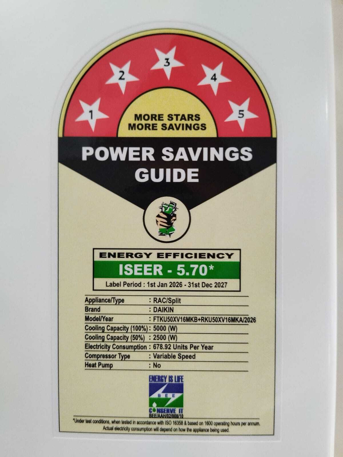 Image of Daikin 2026 Model 1.5 Ton 5 Star Split Inverter AC