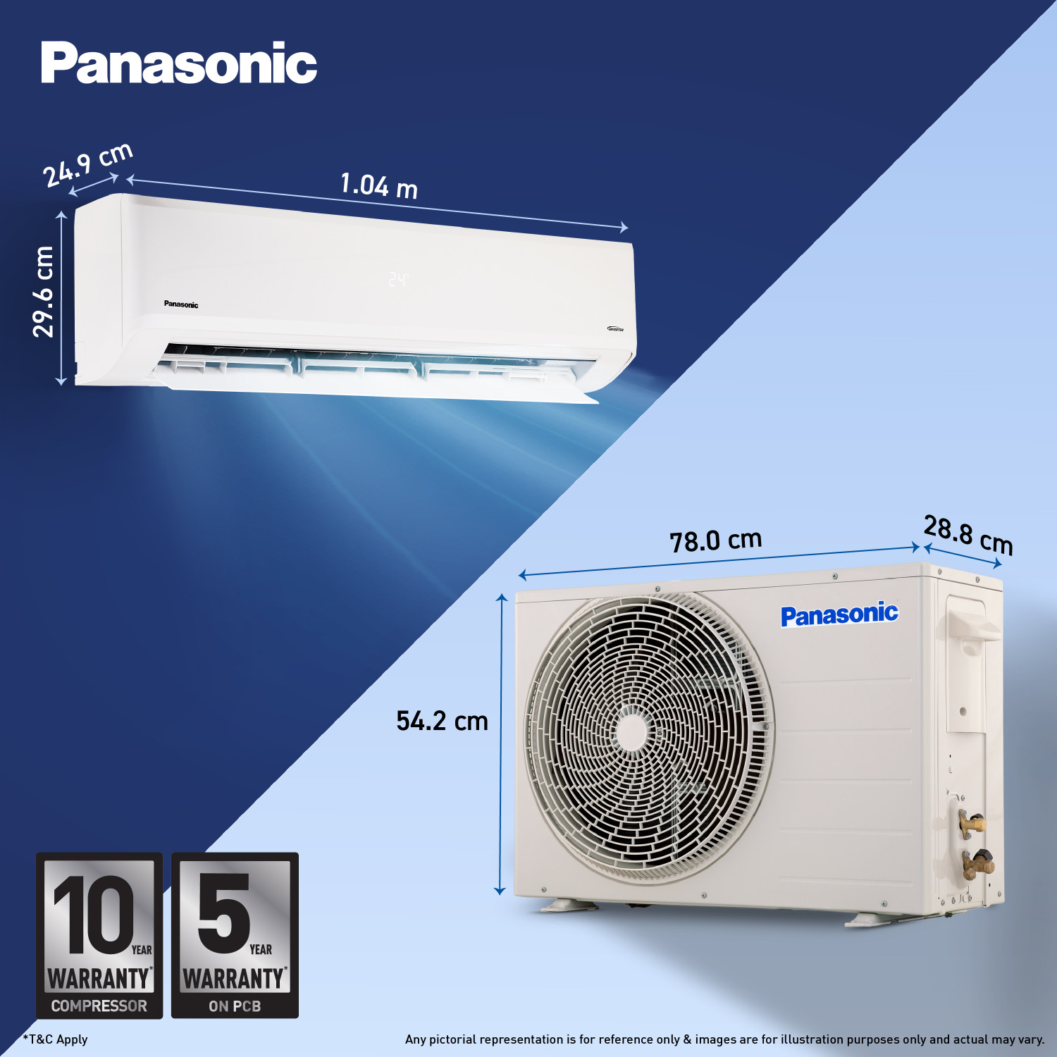 Image of Panasonic 2026 Model 1.5 Ton 5 Star Split Inverter with Wi-fi Smart, DustBuster Tech, Matter Enabled, AI, Higher Airflow, 4-Way Swing, Cools at 55 Deg. C, Copper Condenser, 8in1 Convertible, PM0.1 Filter AC