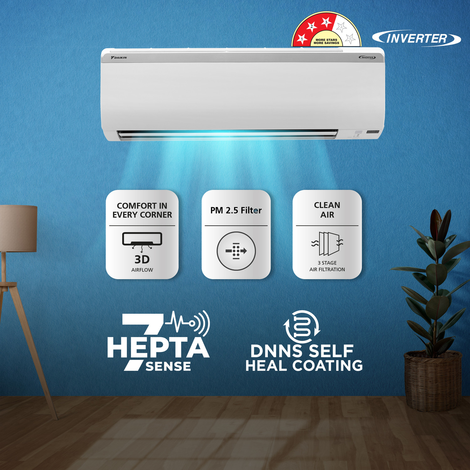 Image of Daikin 2025 Model 1.5 Ton 3 Star Split Inverter AC