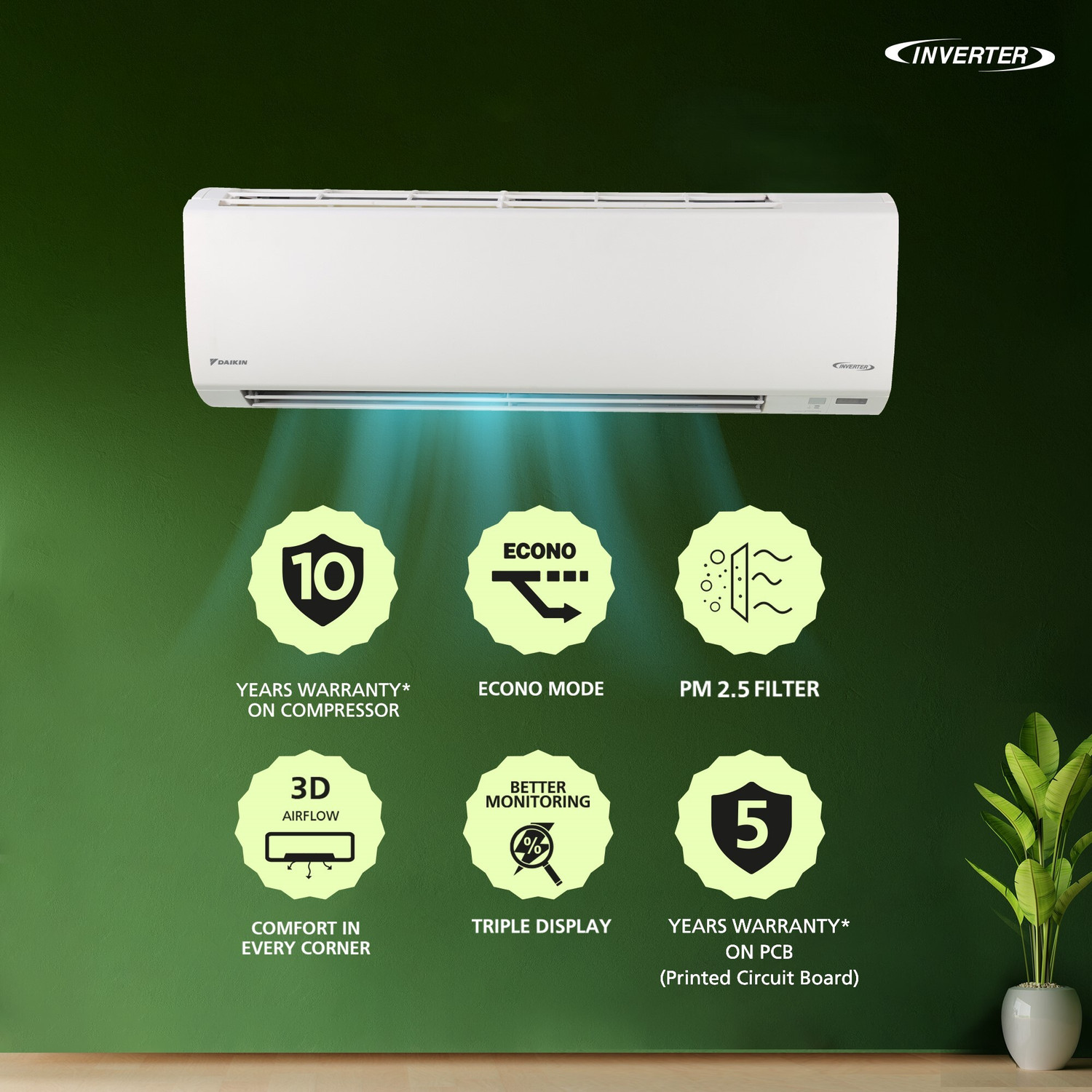 Image of Daikin 2025 Model 1.5 Ton 3 Star Split Inverter AC