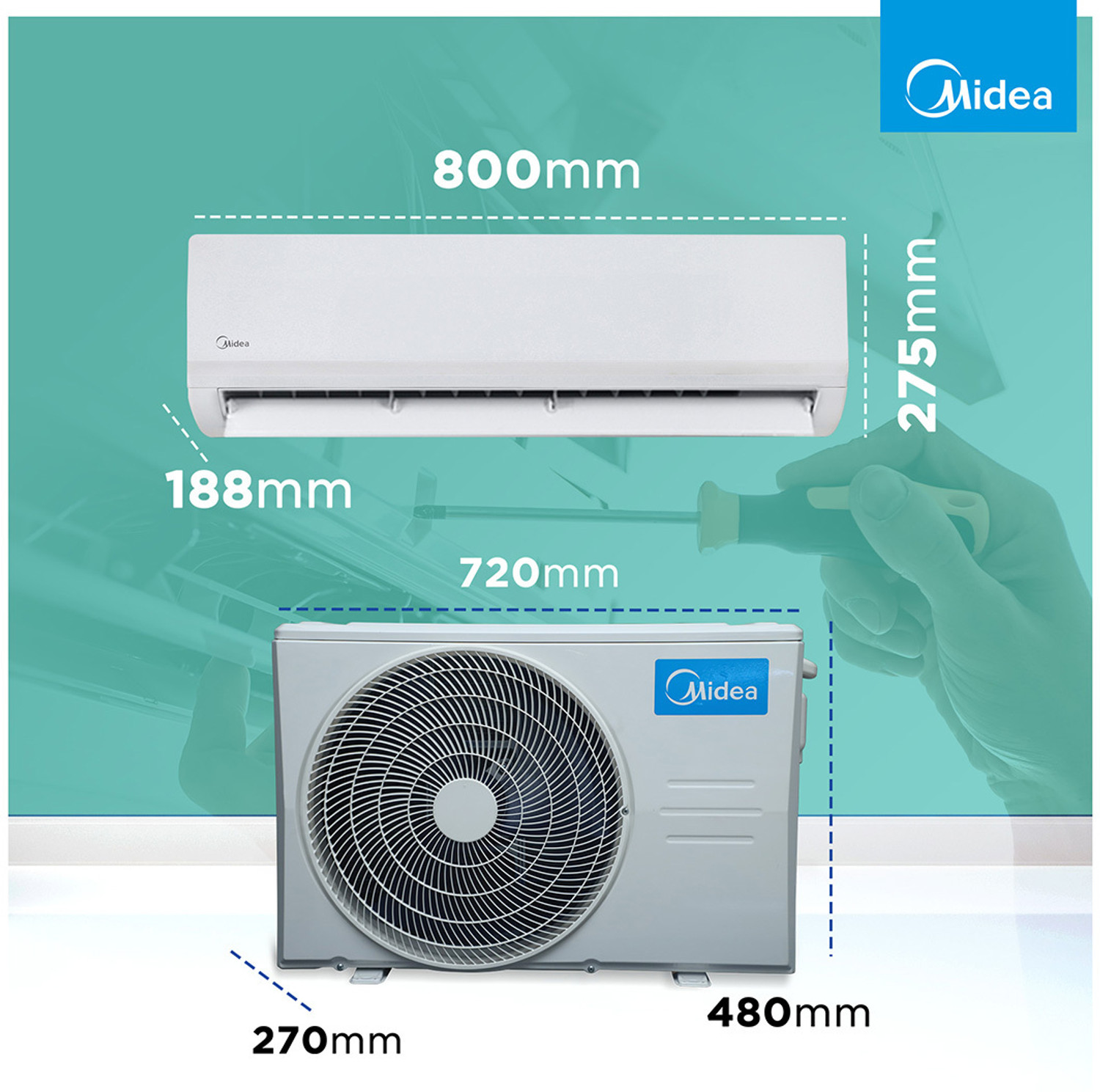 Image of Midea 2026 Model 1 Ton 3 Star Split Inverter Convertible 6-in-1 with Auto Intelligence,Turbo Mode for Faster Cooling, Auto Defrost Clean and HD & PM 2.5 Filte AC