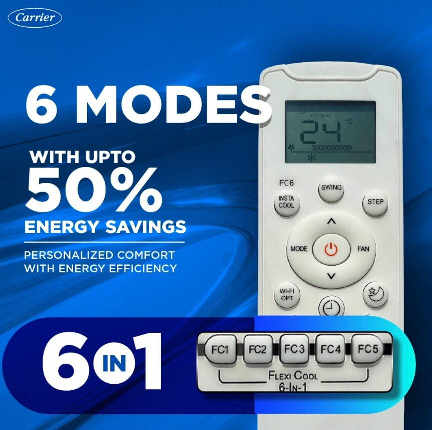 Image of CARRIER 2026 Model 1.5 Ton 5 Star Split AI Inverter with Wi-fi Convertible 6-in-1 with Geo-Fencing & Voice Control,Smart Energy Display, Insta Cool, Auto Defrost Clean AC