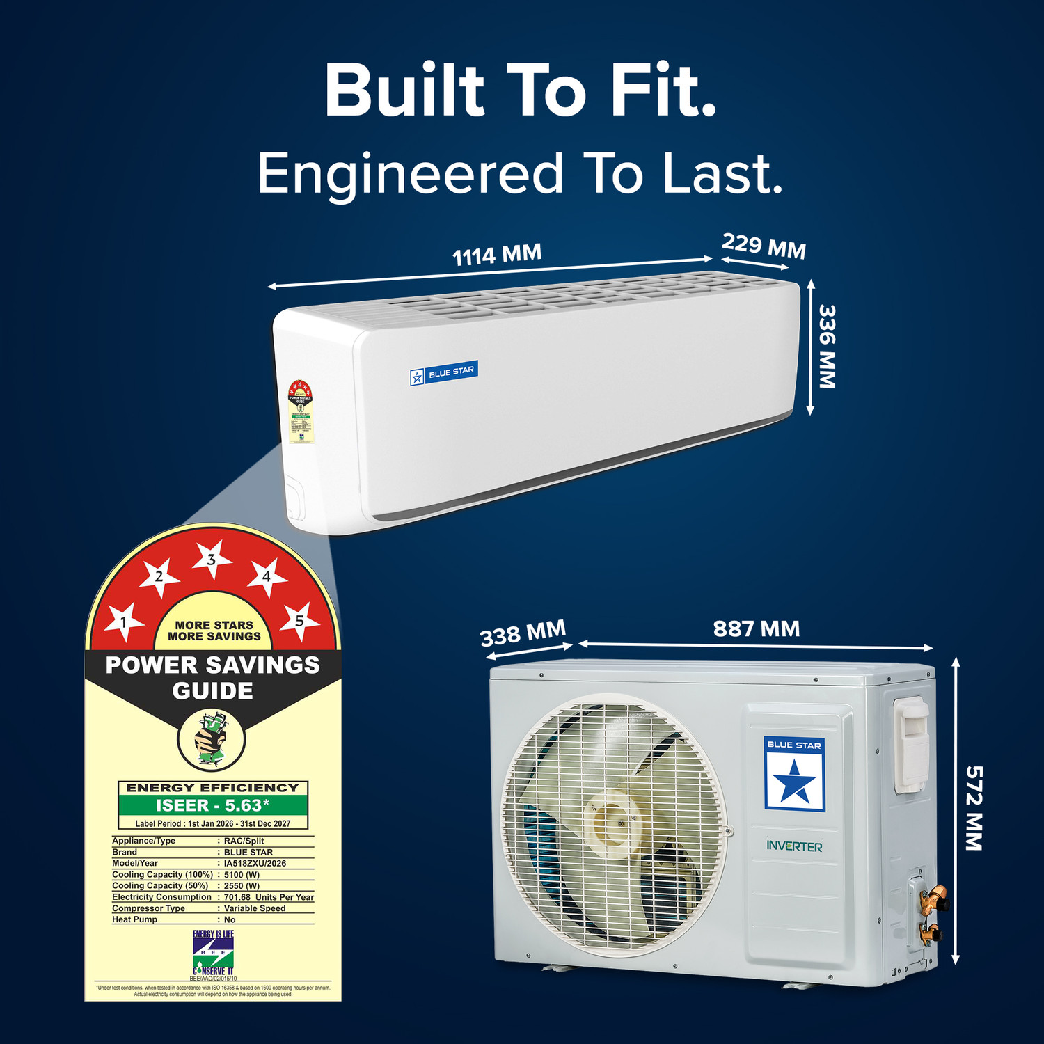 Image of Blue Star 2026 Model 1.5 Ton 5 Star Split Inverter AC