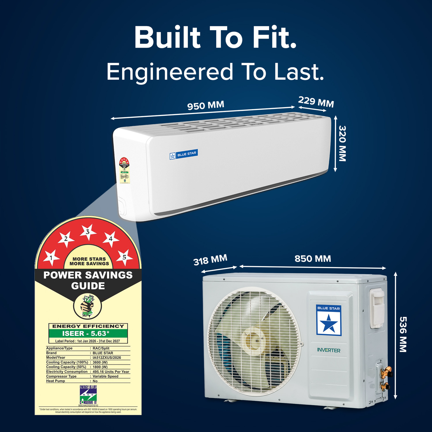 Image of Blue Star 2026 Model 1 Ton 5 Star Split Inverter with Wi-fi AC