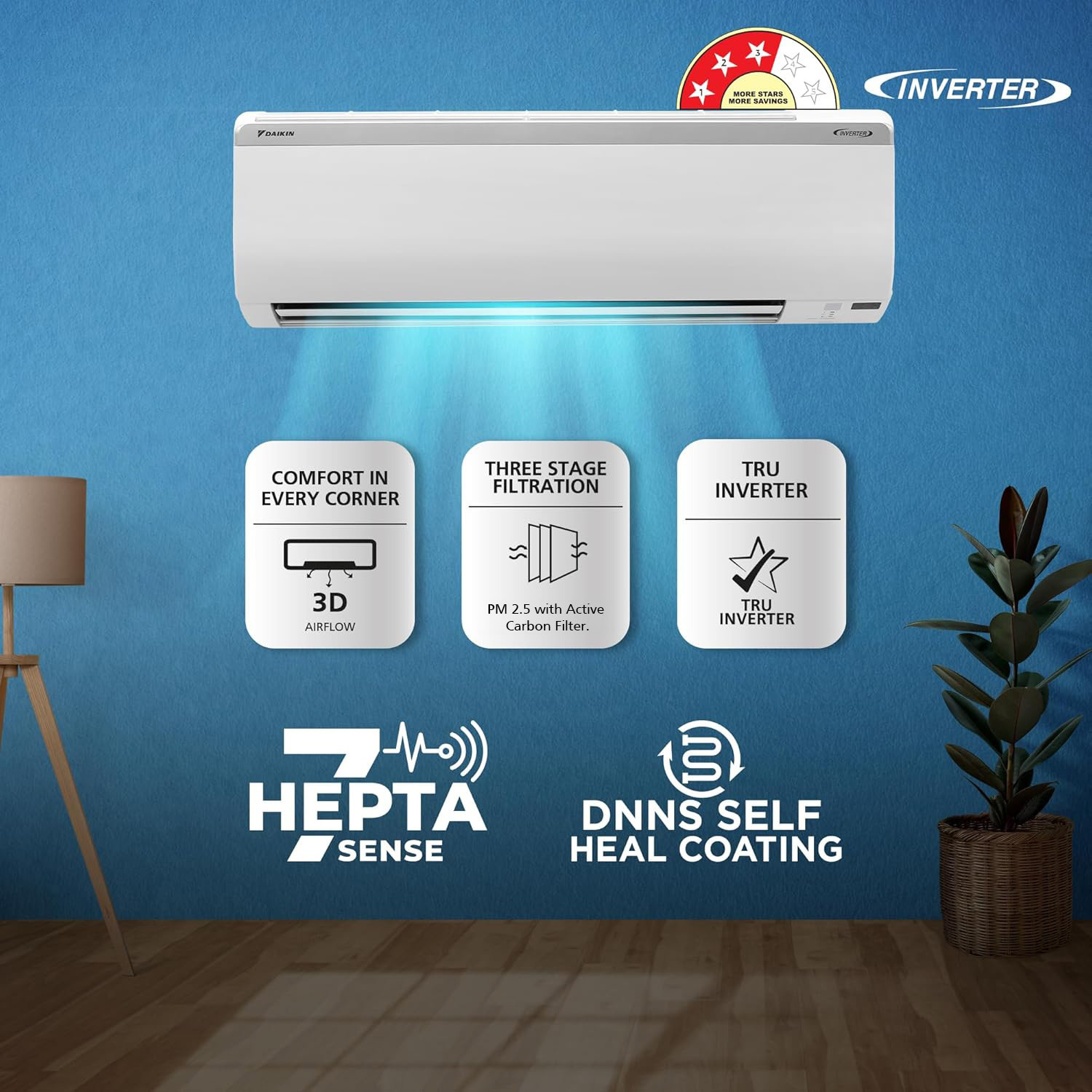 Image of Daikin 2025 Model 1.5 Ton 3 Star Split Inverter AC