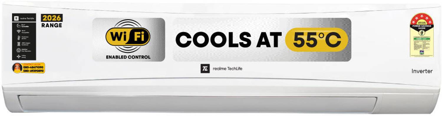realme TechLife 2026 Model 1.5 Ton 5 Star Split Inverter with Wi-