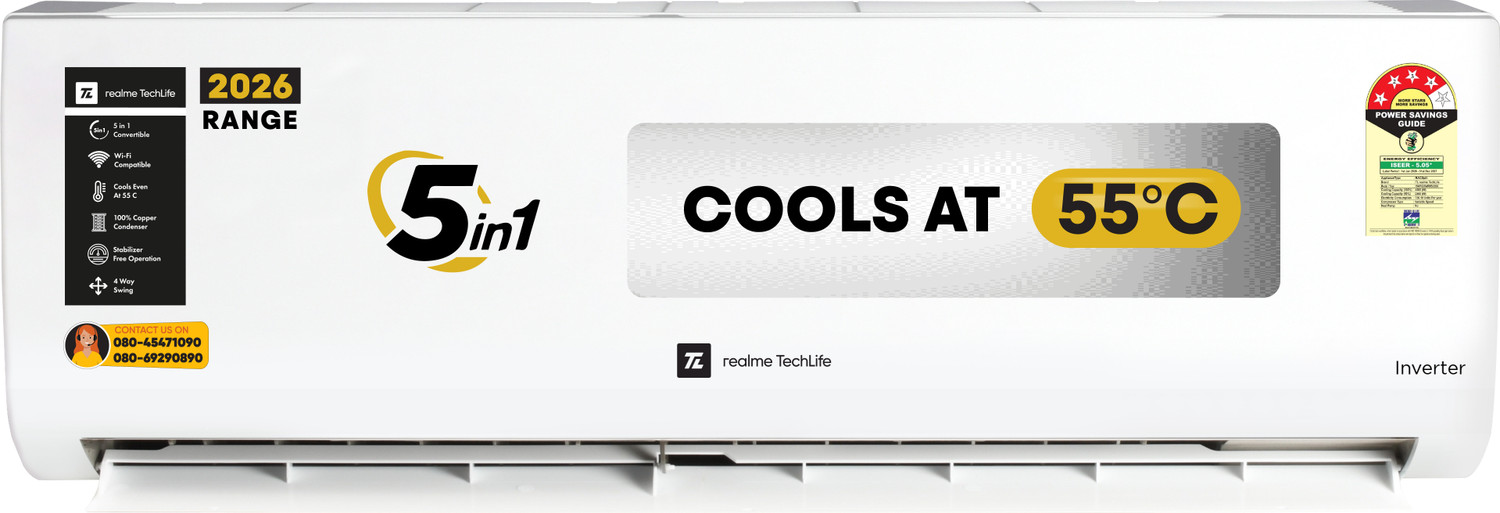 Image of realme TechLife 2026 Model 1.5 Ton 4 Star Split Inverter AC