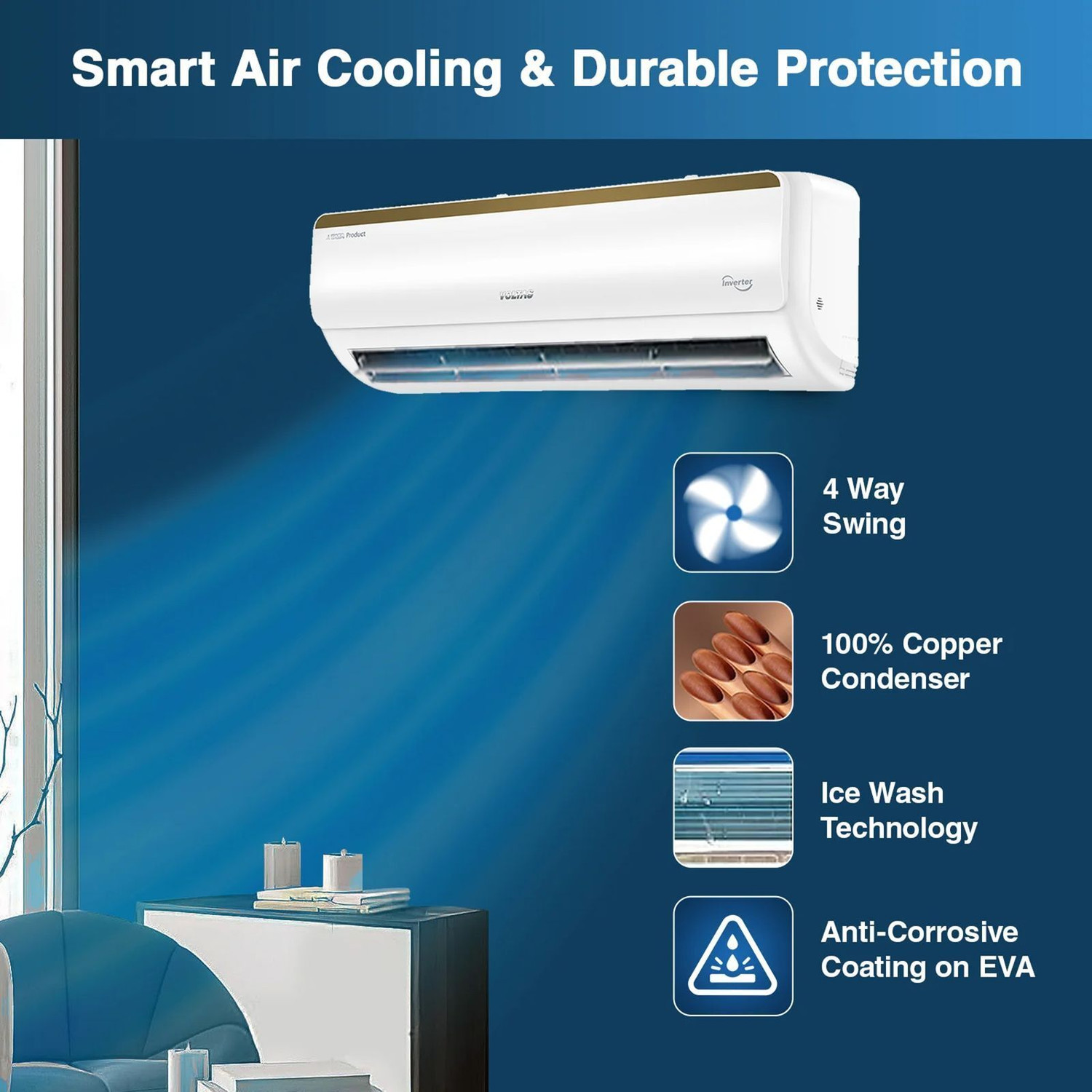Image of Voltas 2024 Model 1 Ton 3 Star Split Inverter AC