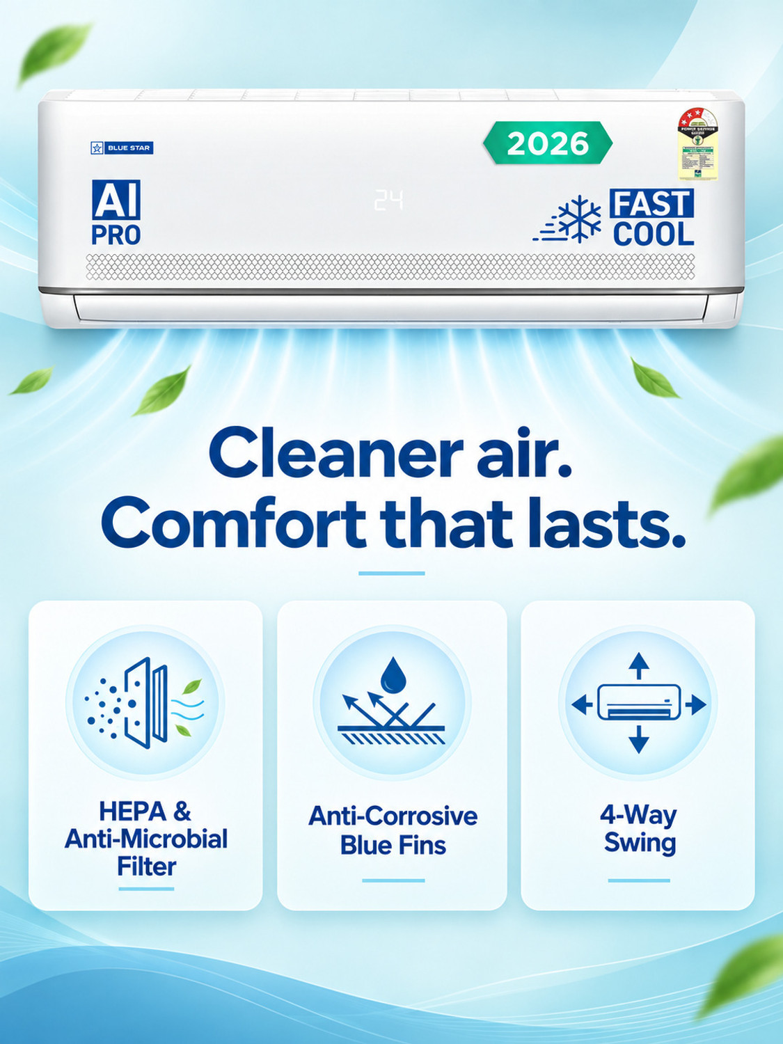 Image of Blue Star 2026 Model 1.5 Ton 3 Star Split Inverter AC
