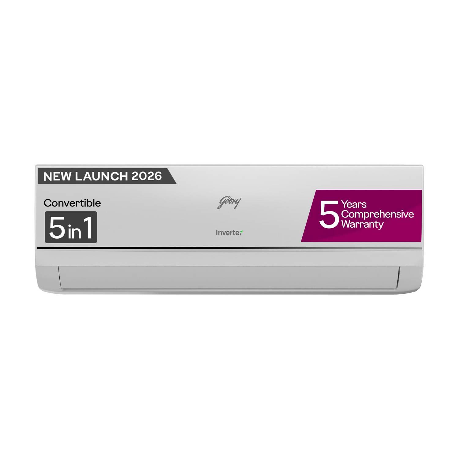 Godrej 2026 Model 1 Ton 3 Star Split Inverter with 5-in-1 convertible | AI Powered| Heavy Duty Cooling at 52 degree celsius|i-Sense technology AC