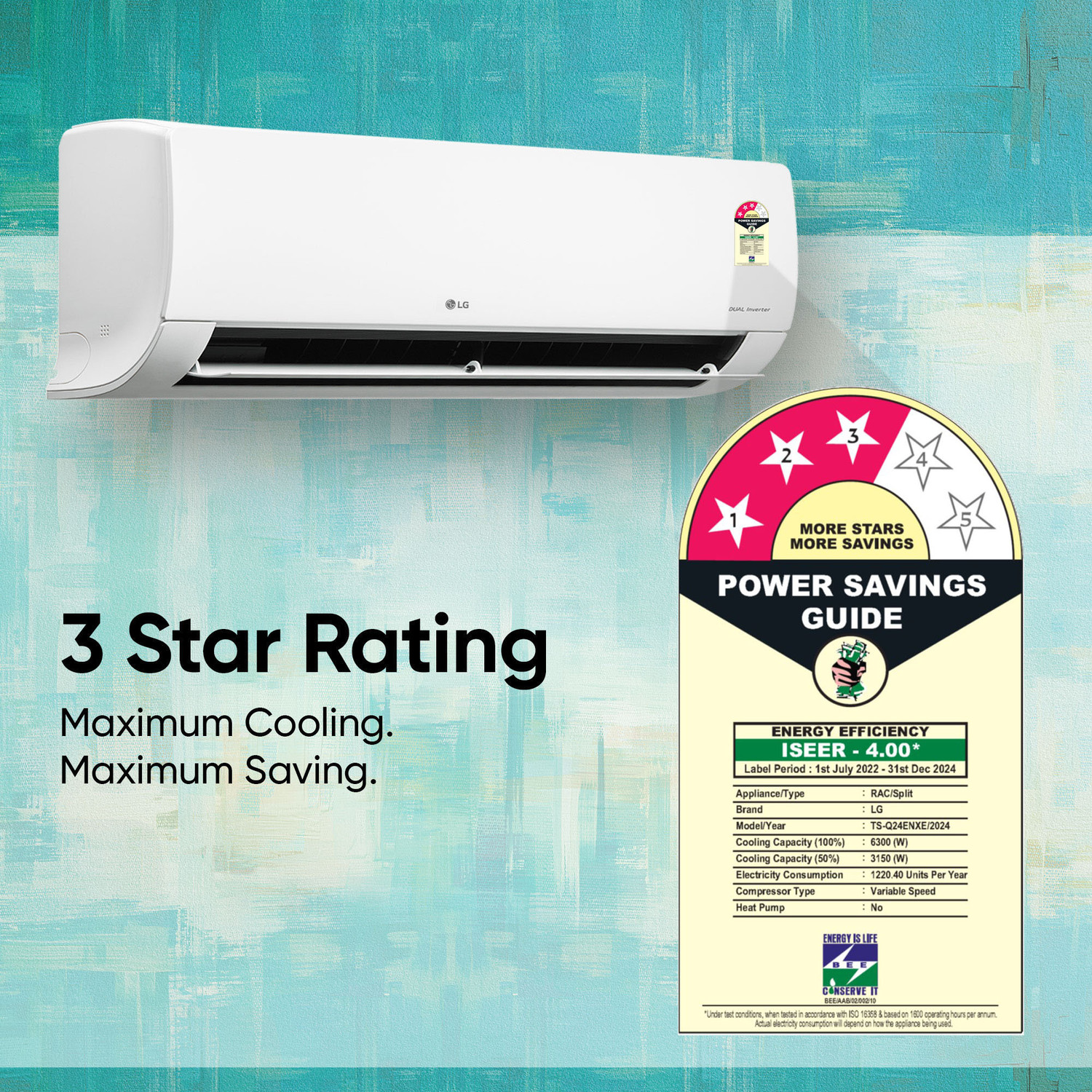 Image of LG 2024 Model 2 Ton 3 Star Split Dual Inverter 4 Way Swing, HD Filter with Anti-Virus Protection,VIRAAT Mode & ADC Sensor AC